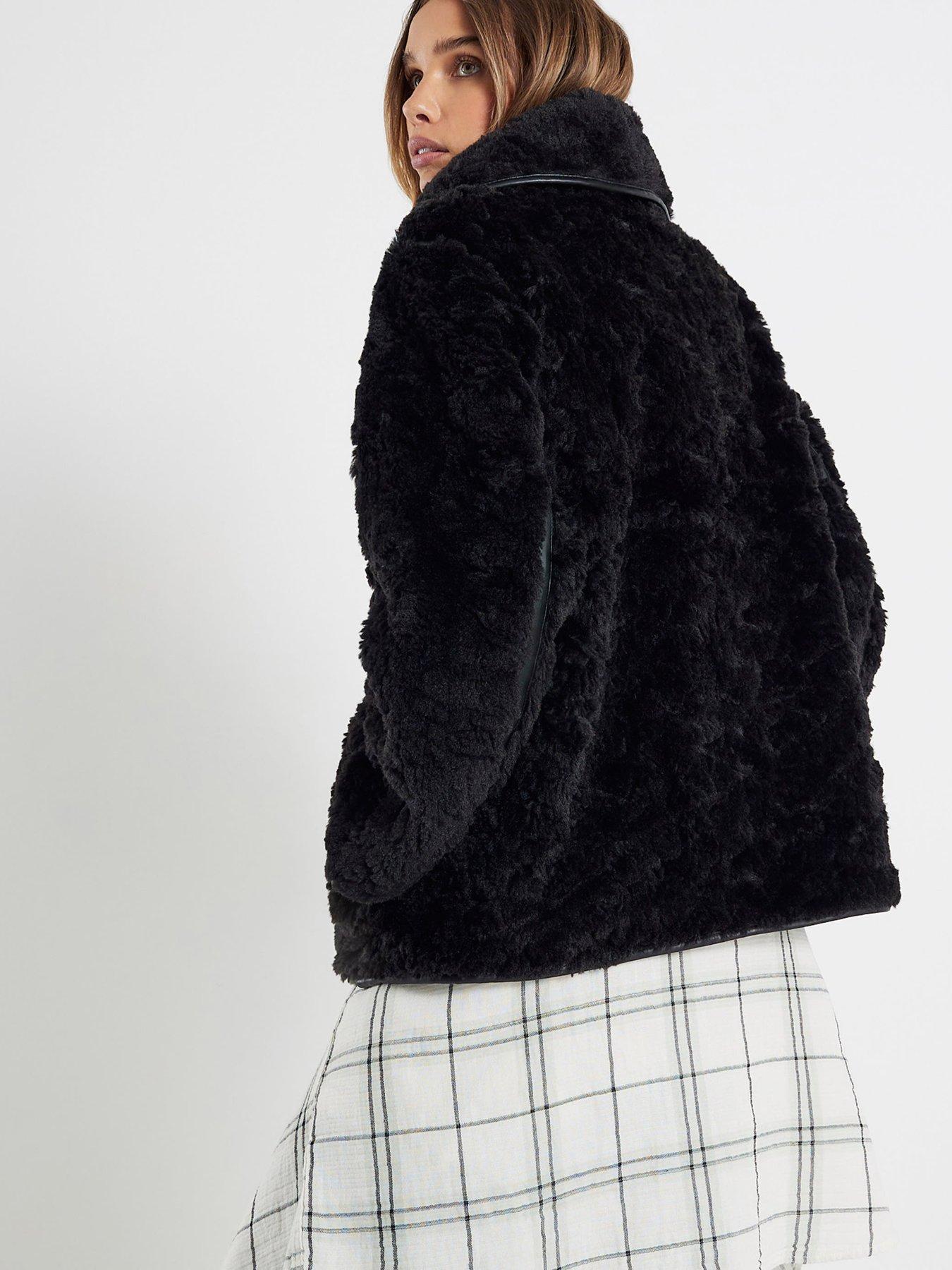  image of river-island-teddy-swing-coat-black