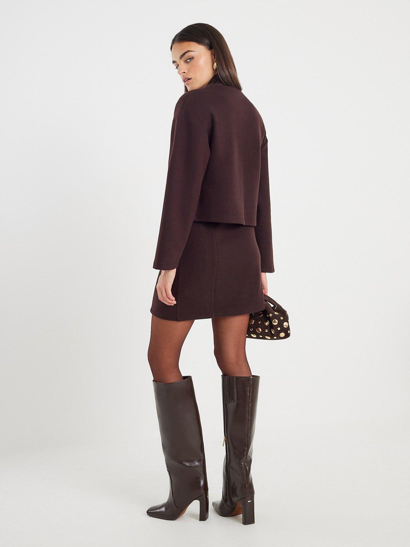  image of river-island-cosy-mini-skirt-brown