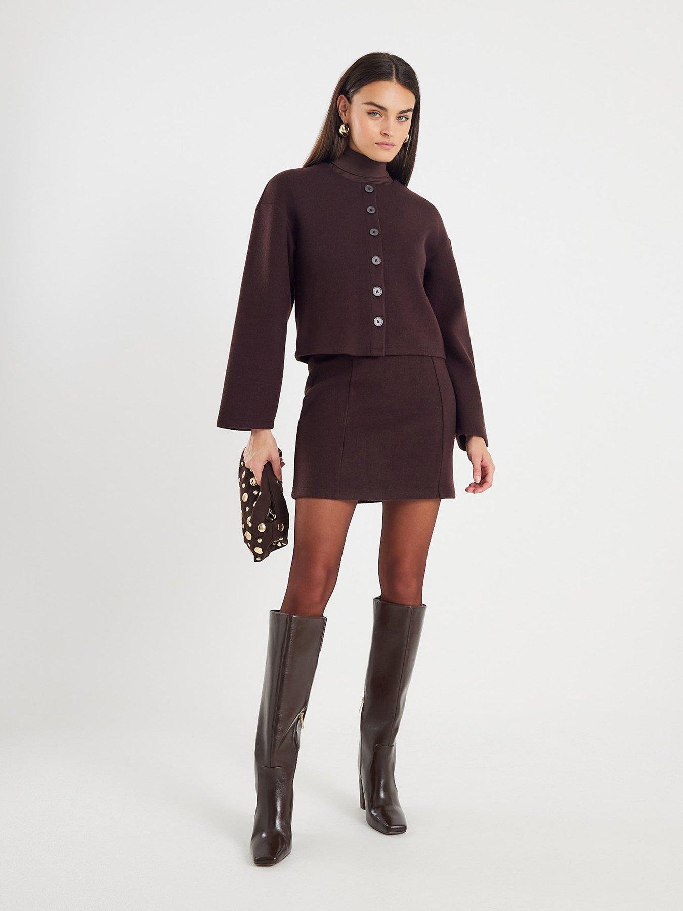  image of river-island-cosy-mini-skirt-brown