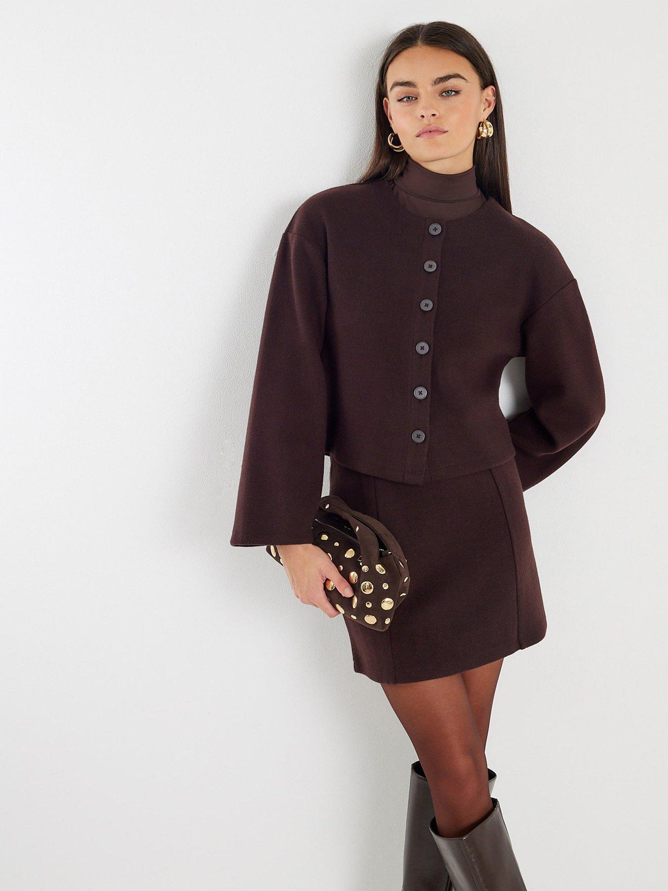  image of river-island-cosy-mini-skirt-brown