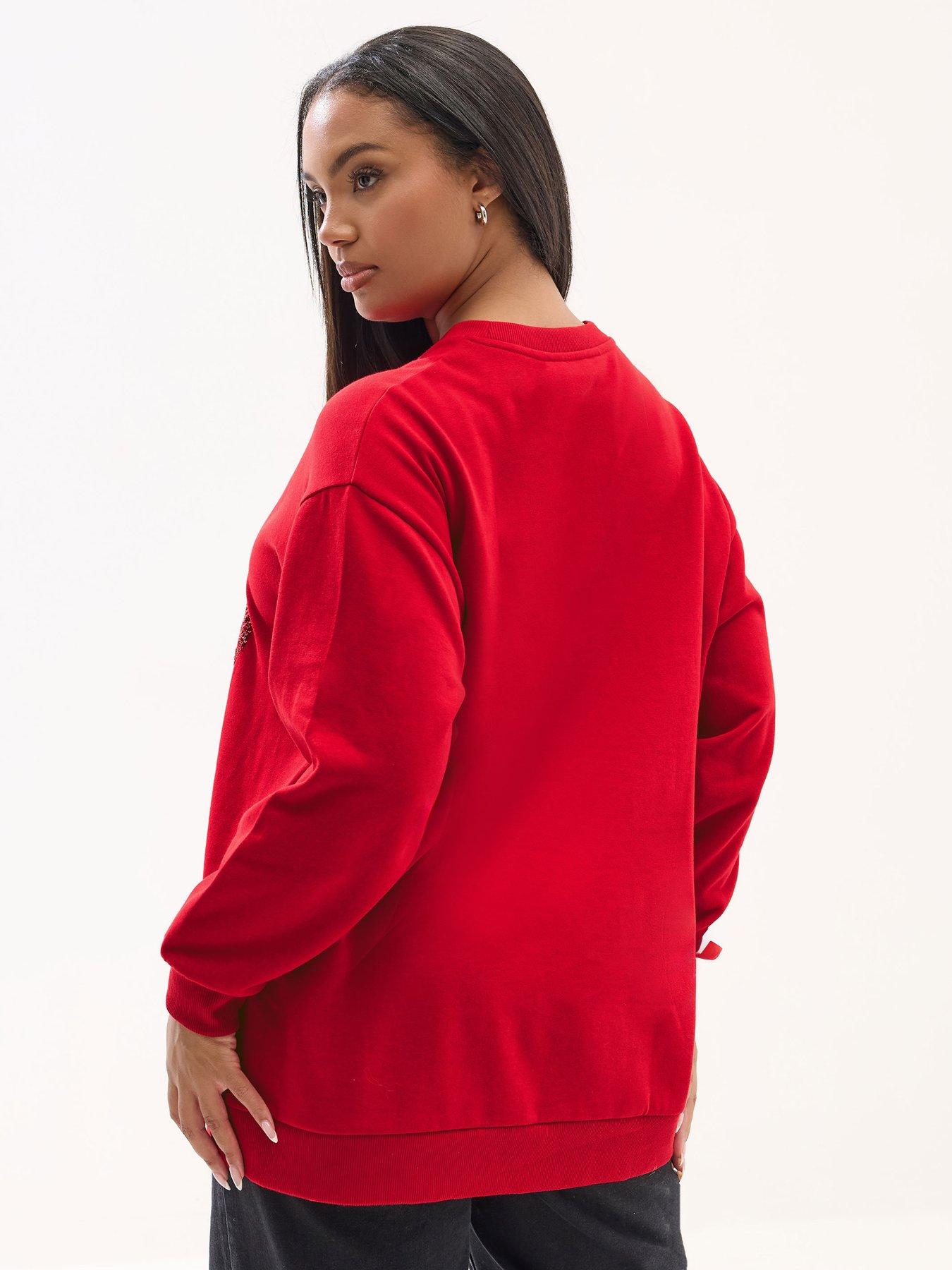 stillFront image of yours-curve-ho-ho-ho-christmas-sweatshirt-red