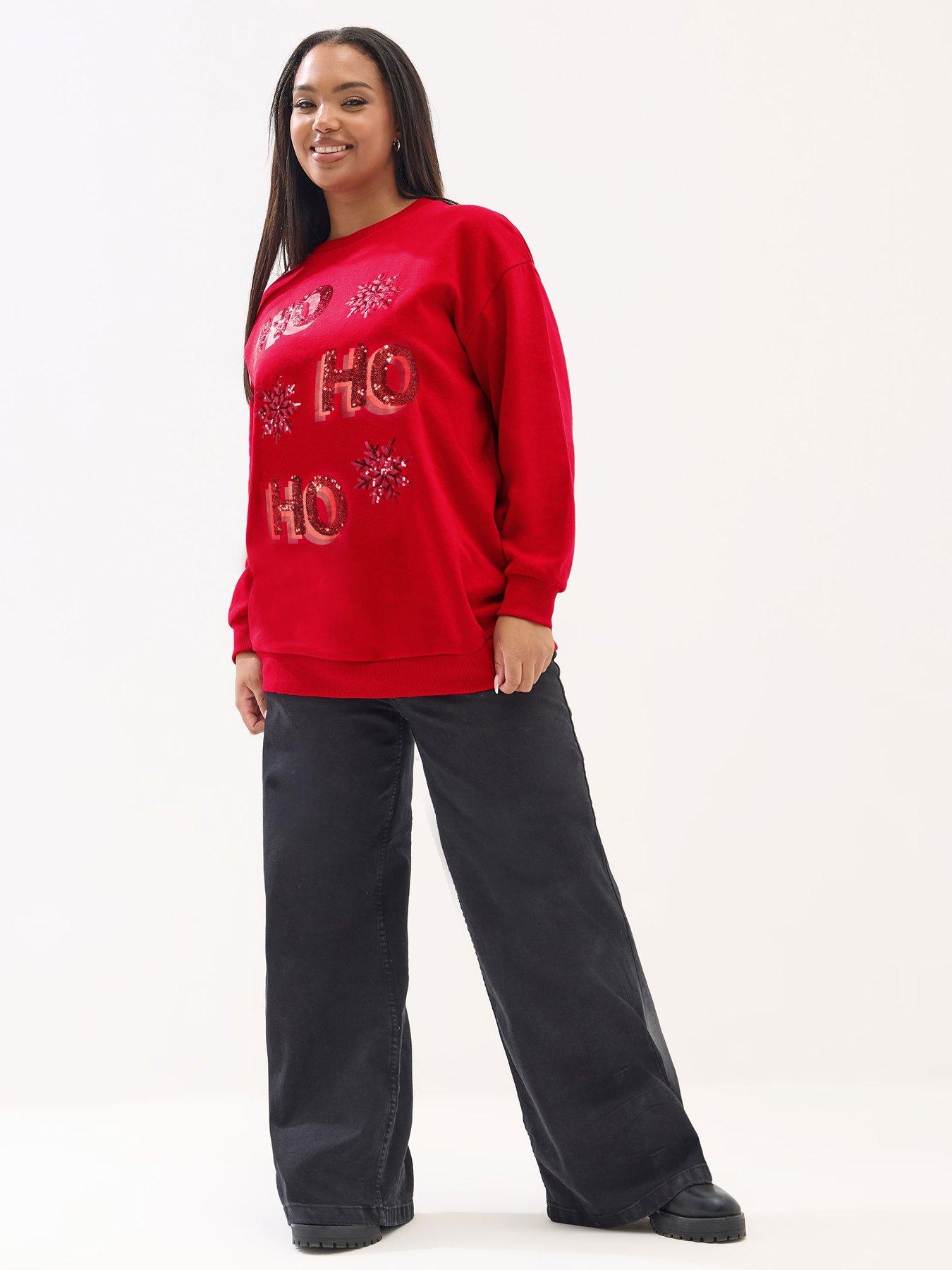  image of yours-curve-ho-ho-ho-christmas-sweatshirt-red