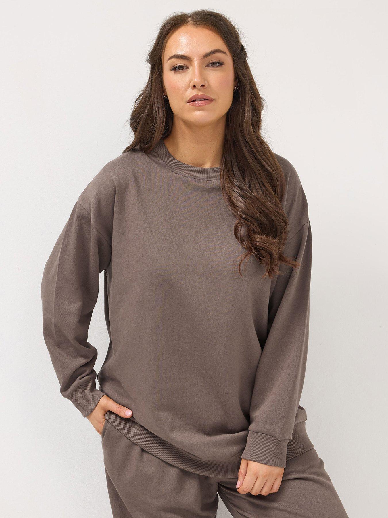 Image 4 of 4 of Yours Curve Basic Sweatshirt - Brown