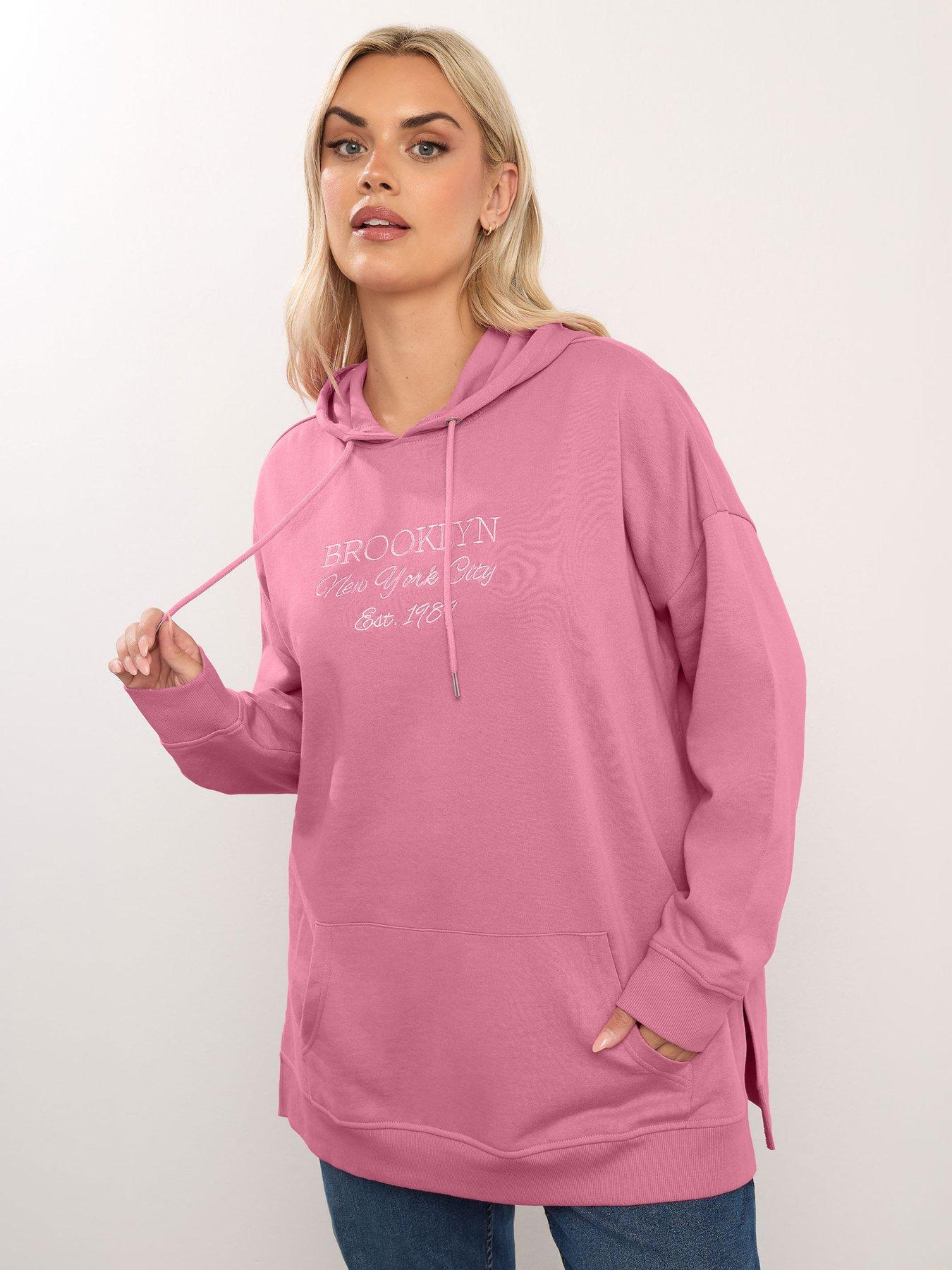 Yours Curve Pull Over Hoodie - Pink
