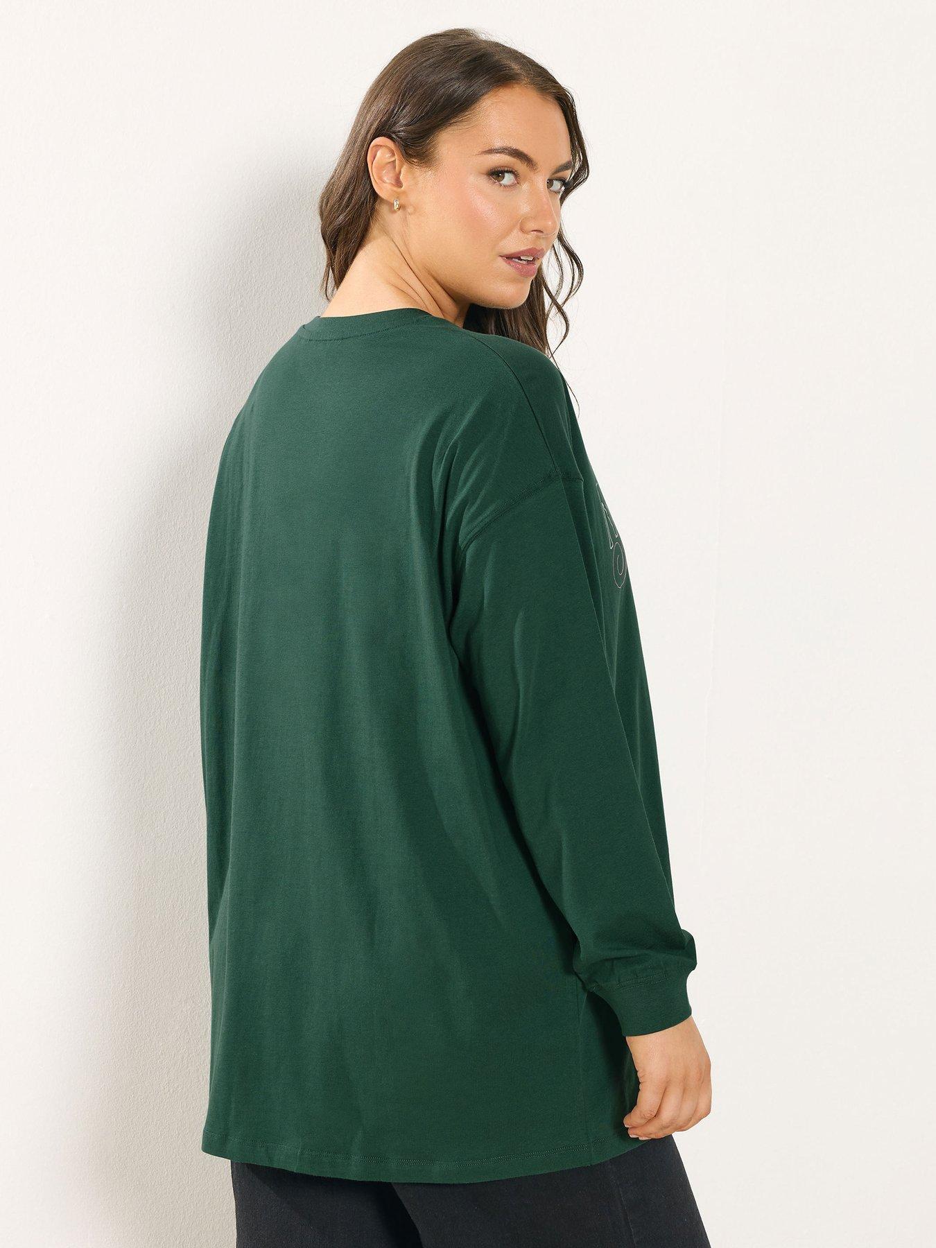 image of yours-curve-long-sleeve-new-york-t-shirt-green