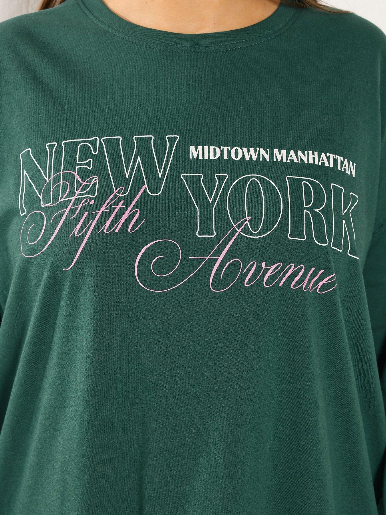  image of yours-curve-long-sleeve-new-york-t-shirt-green