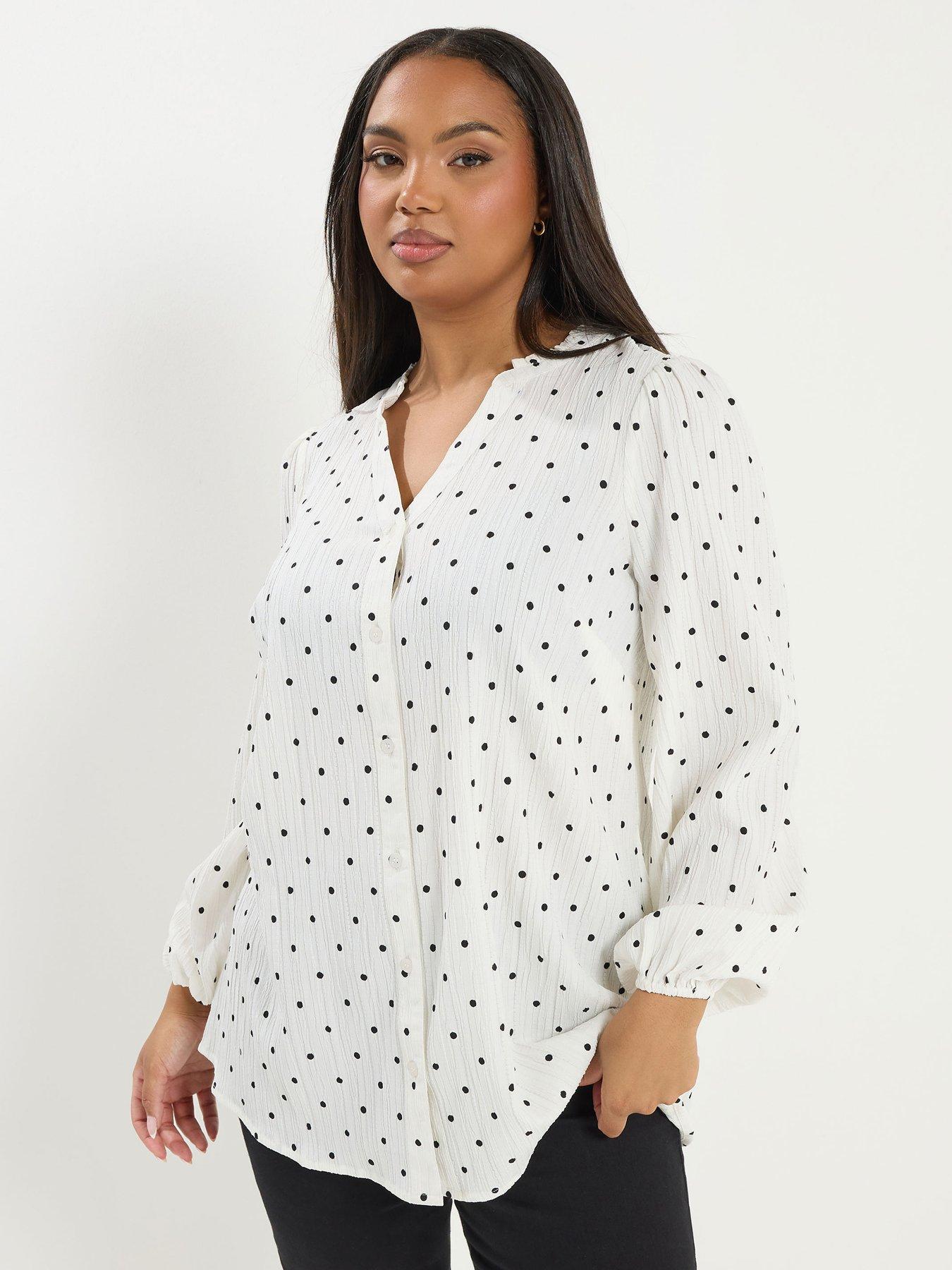 Image 1 of 5 of Yours Curve Textured Notch Neck Blouse - White