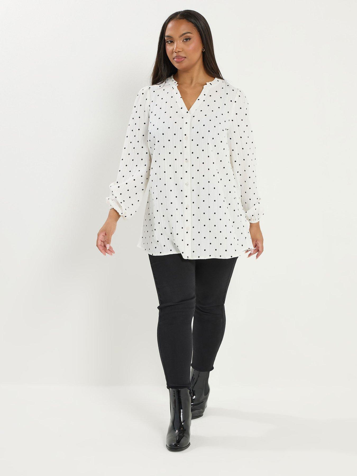 Image 3 of 5 of Yours Curve Textured Notch Neck Blouse - White