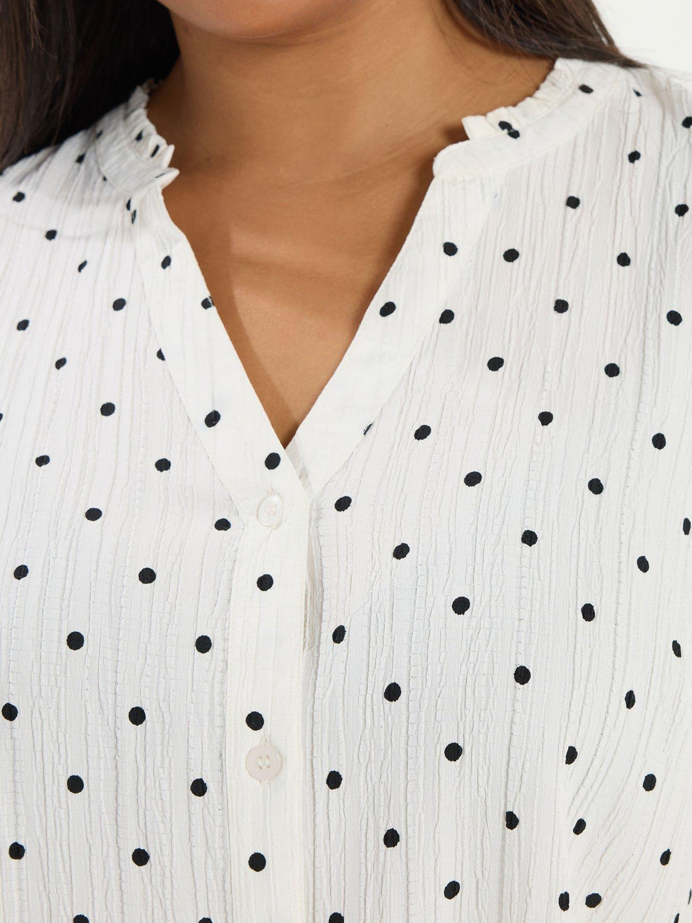 Image 4 of 5 of Yours Curve Textured Notch Neck Blouse - White