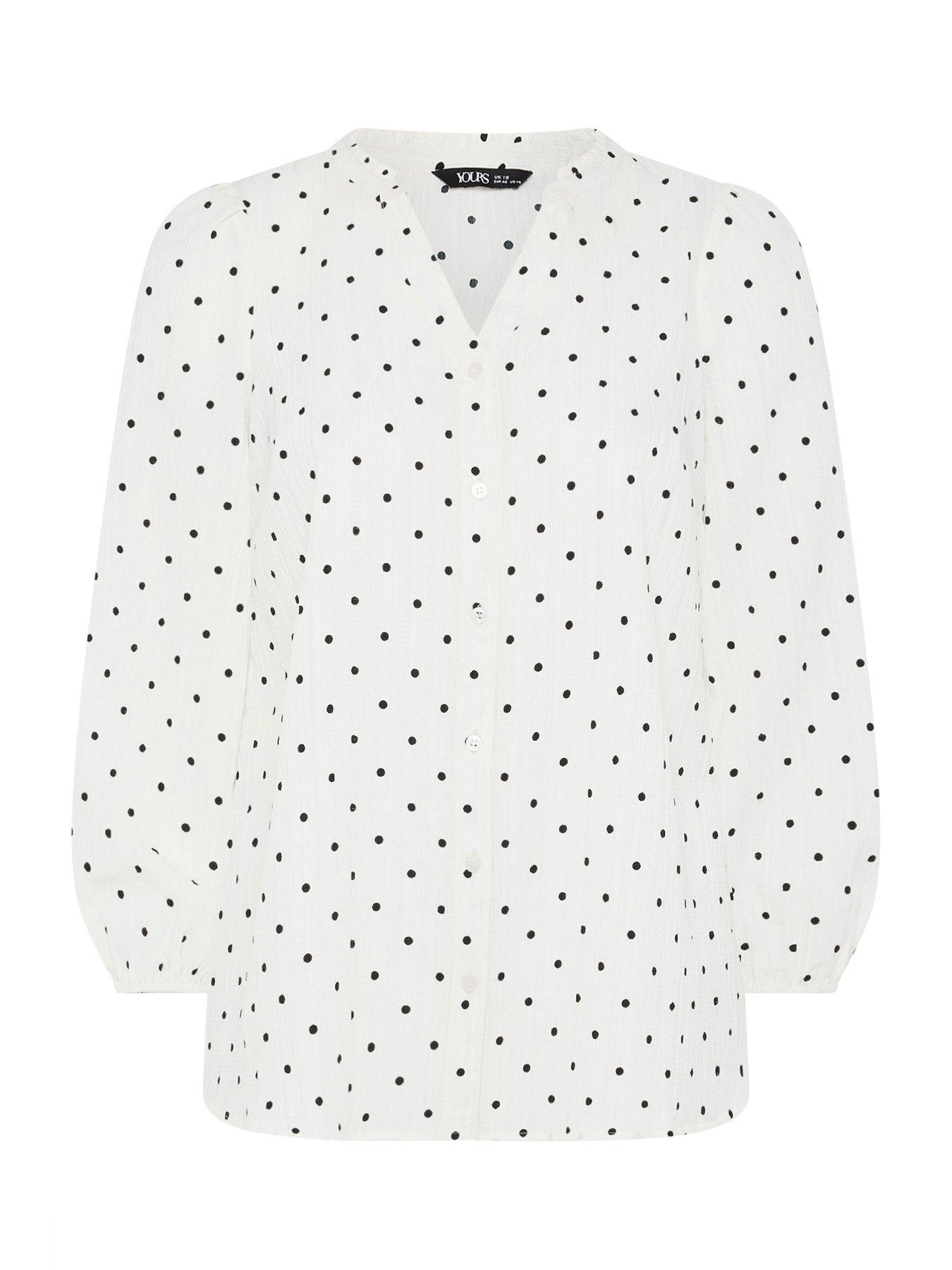 Image 5 of 5 of Yours Curve Textured Notch Neck Blouse - White