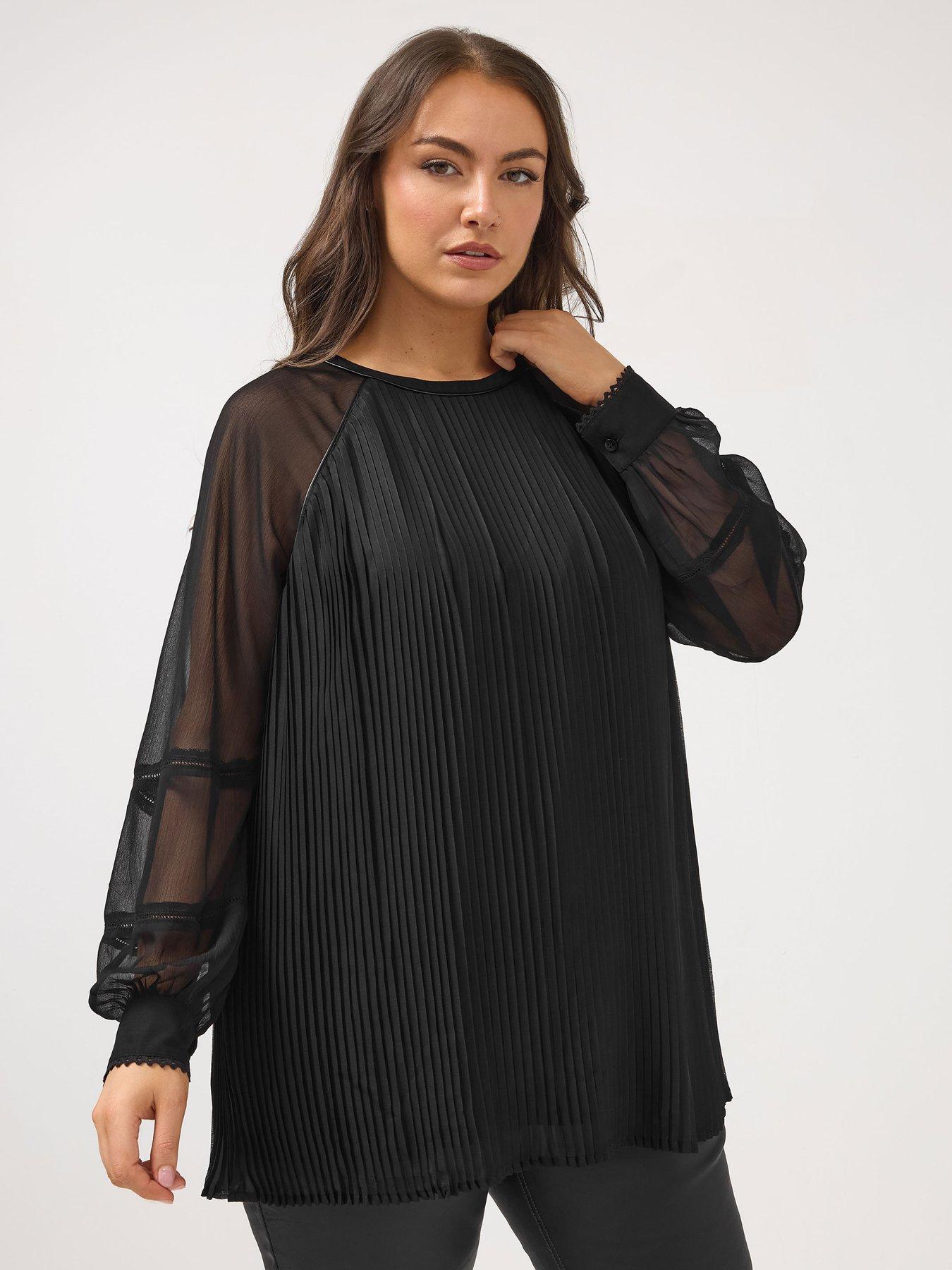 Yours Curve Pleated Blouse - Black