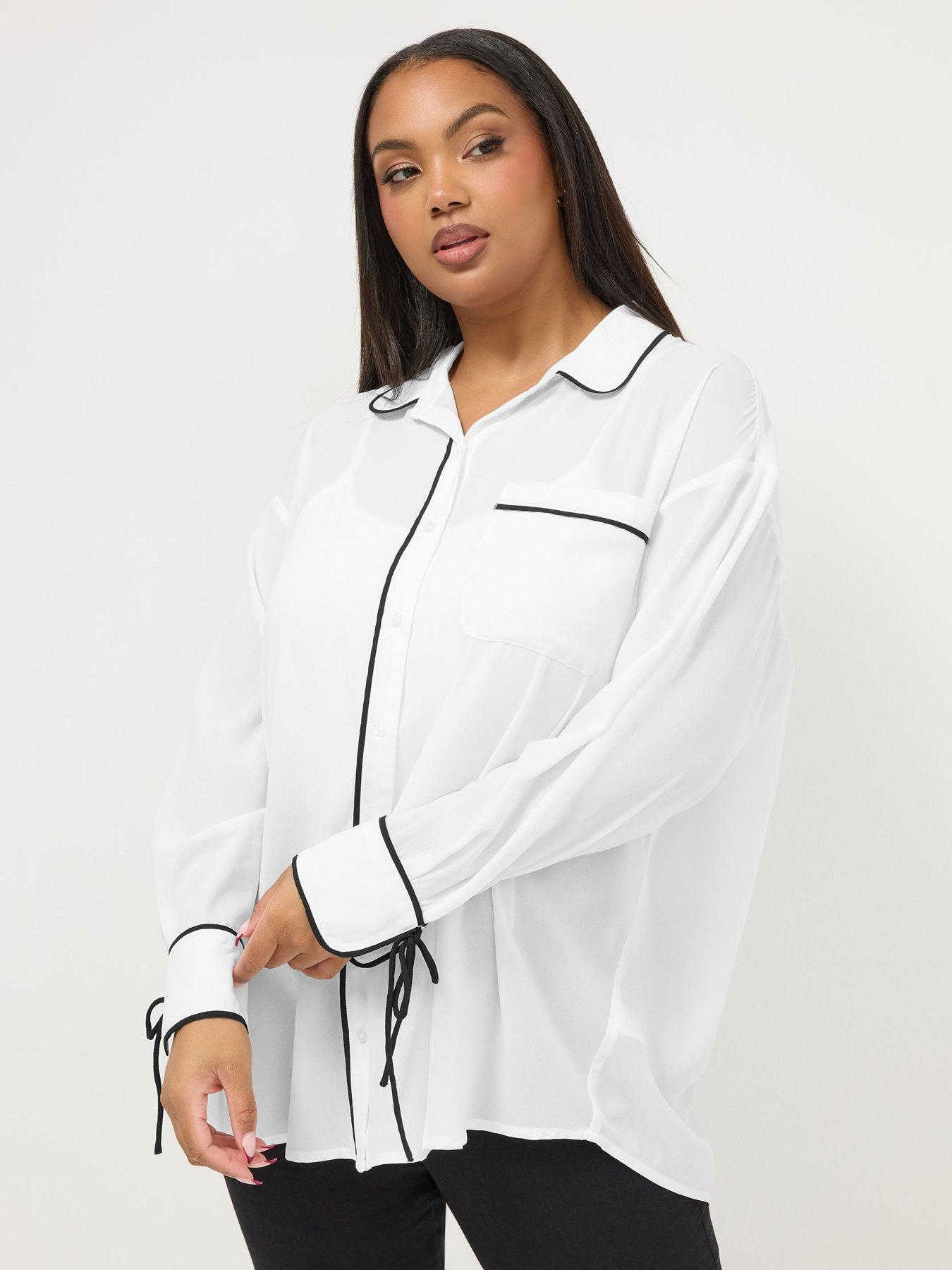 Yours Curve Contrast Seam Swiss Blouse
