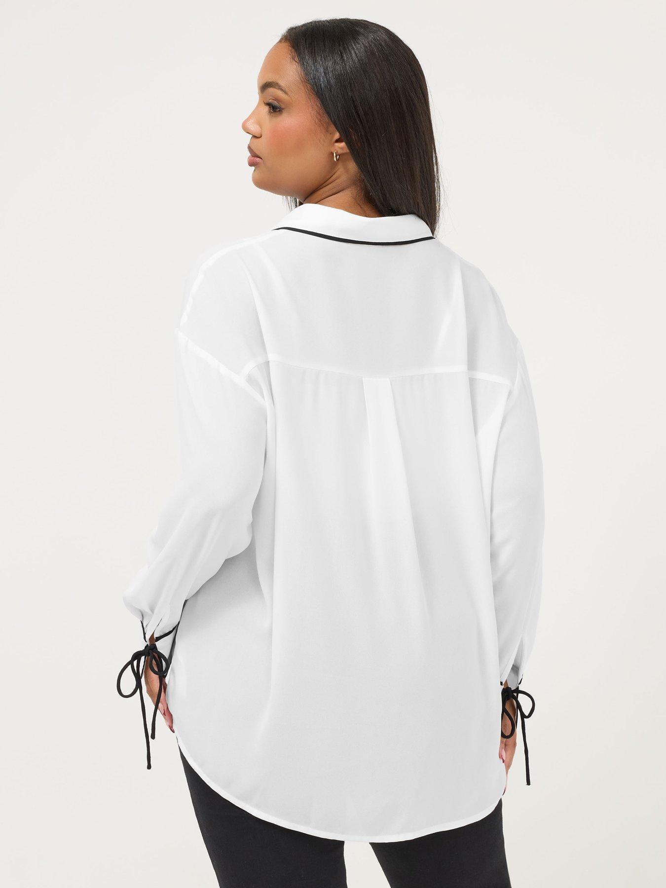  image of yours-curve-contrast-seam-swiss-blouse-white