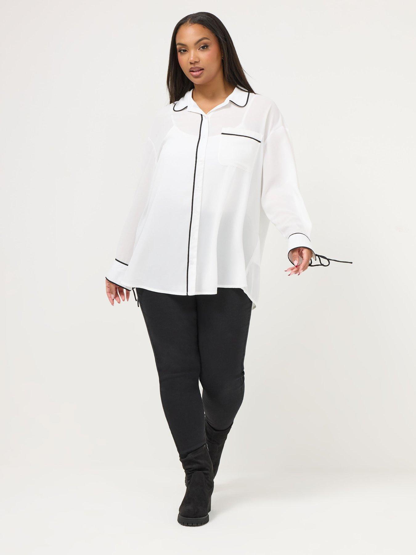  image of yours-curve-contrast-seam-swiss-blouse-white