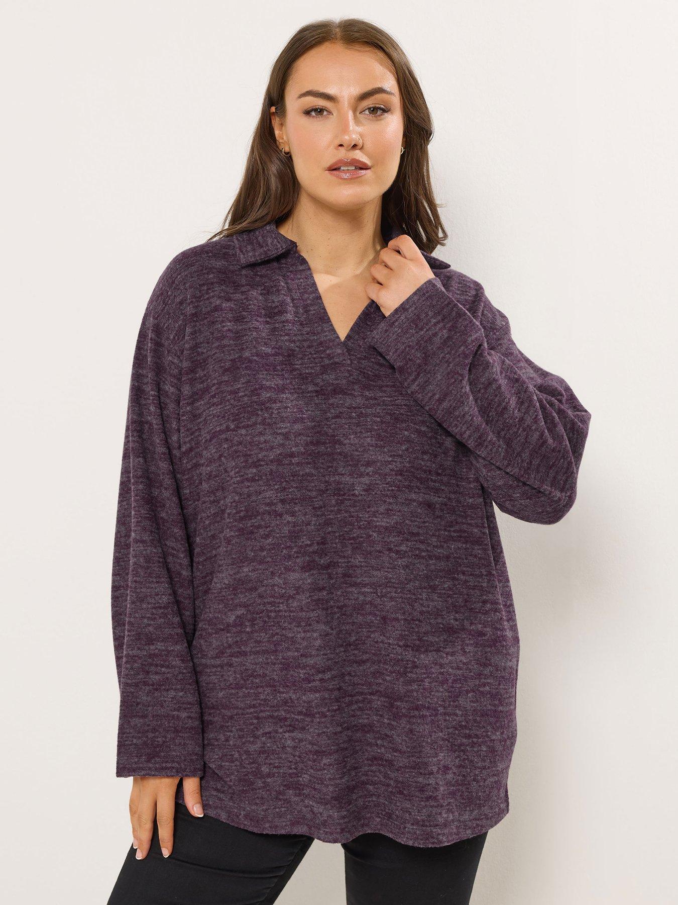 Yours Curve Collared Jumper - Purple