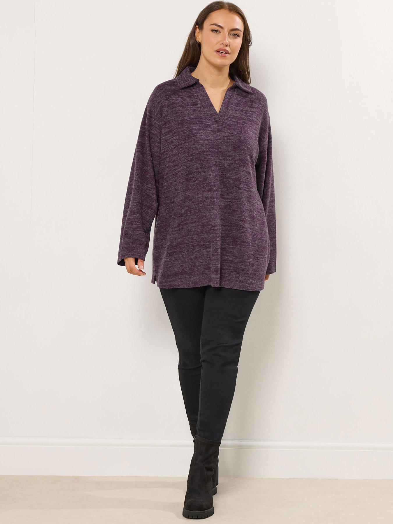 Image 3 of 4 of Yours Curve Collared Jumper - Purple