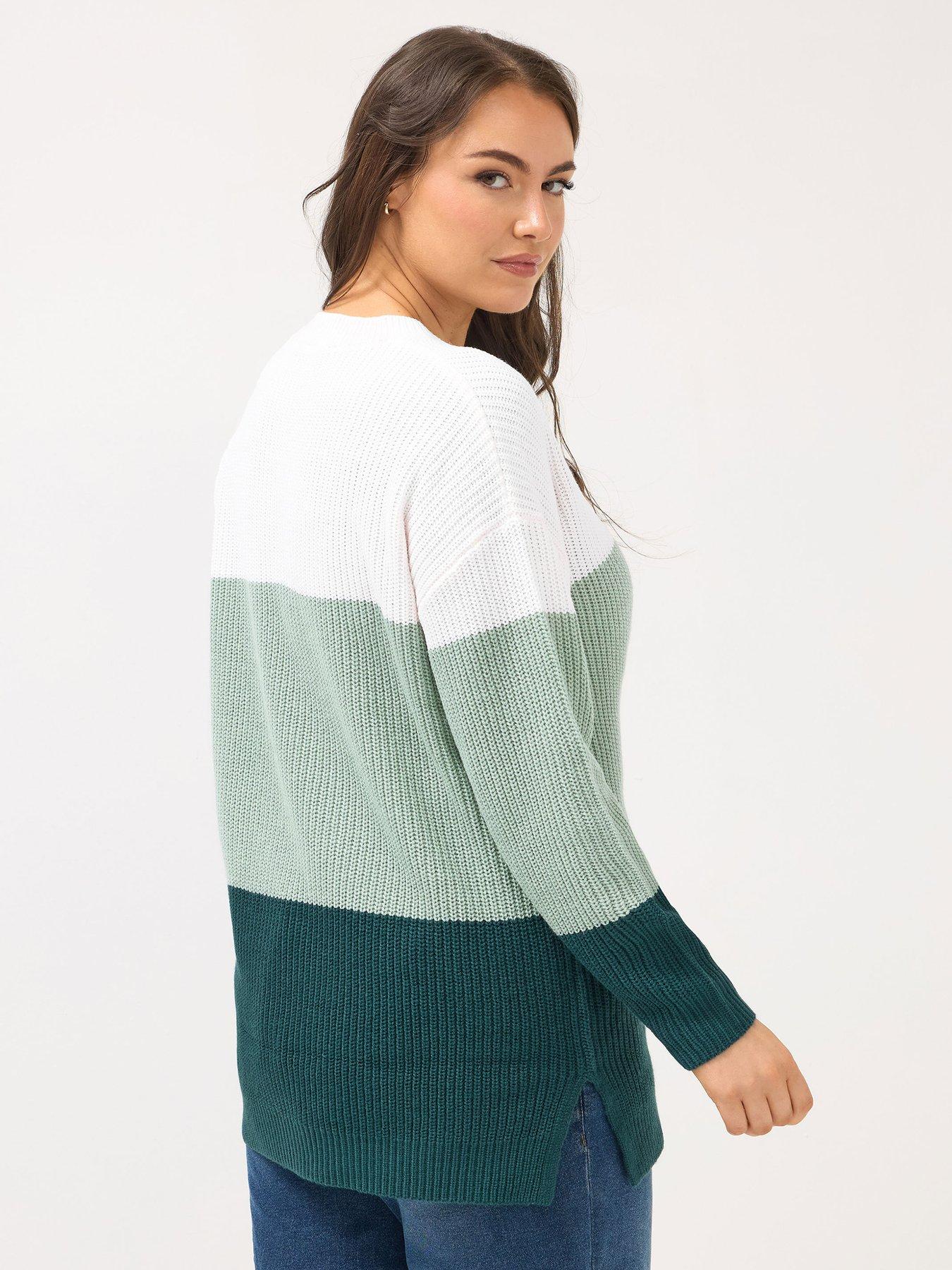 stillFront image of yours-curve-colour-block-jumper-green