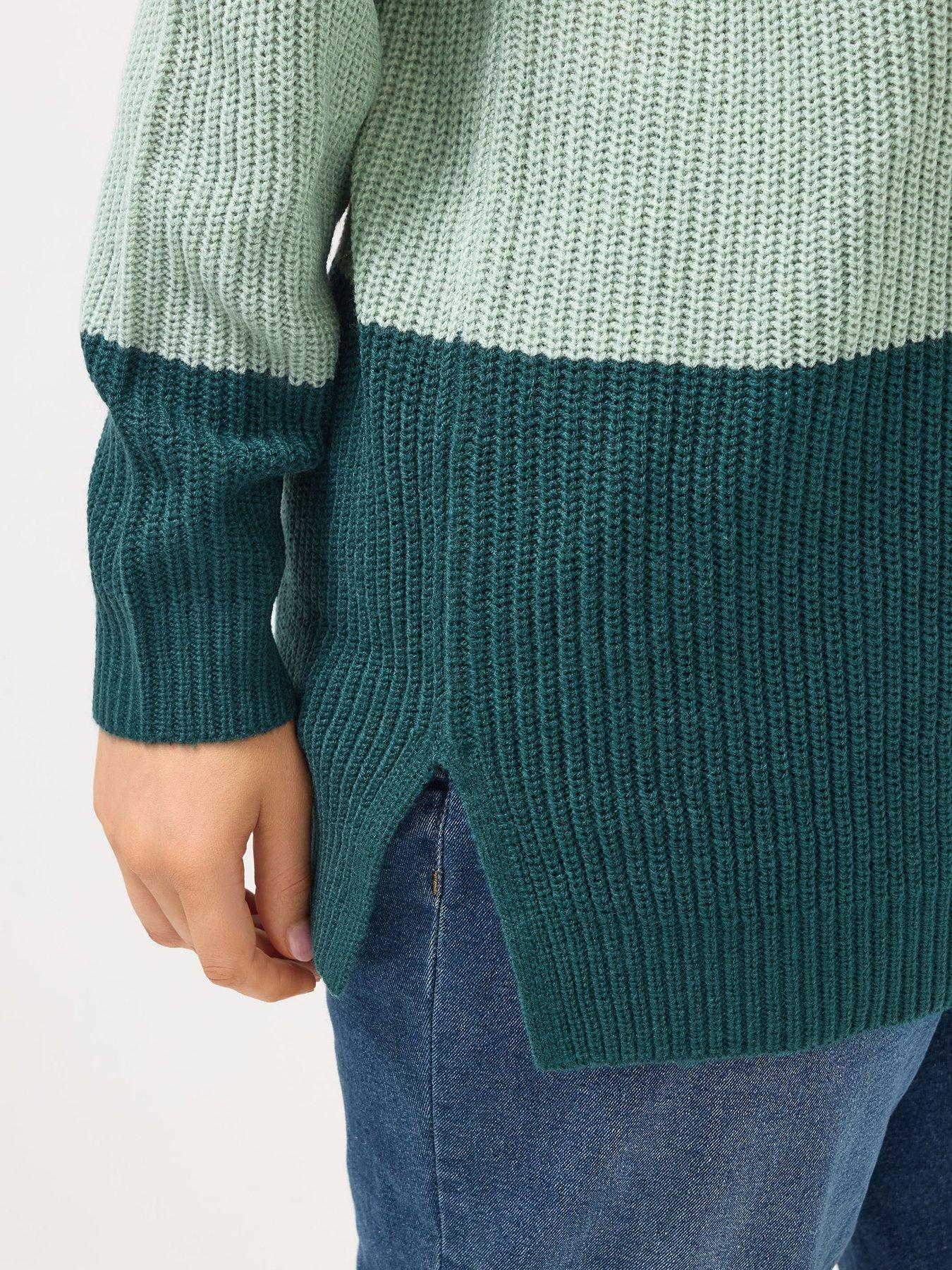  image of yours-curve-colour-block-jumper-green