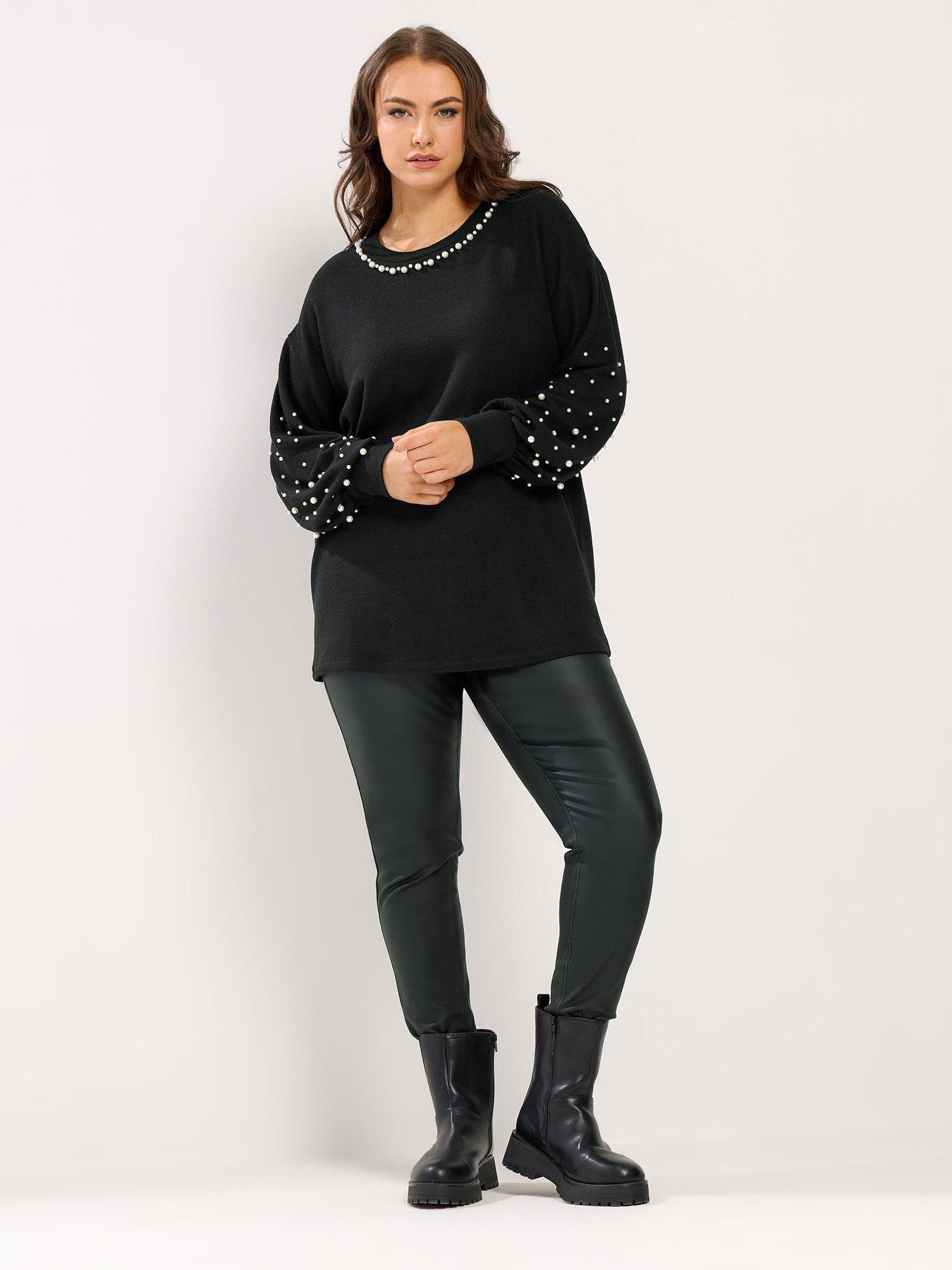  image of yours-curve-pearl-detail-jumper-black