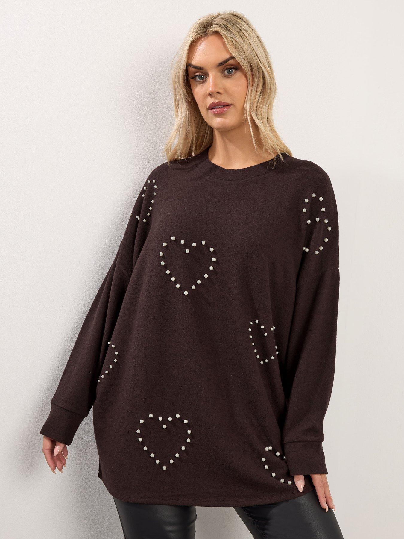  image of yours-curve-pearl-heart-jumper-brown