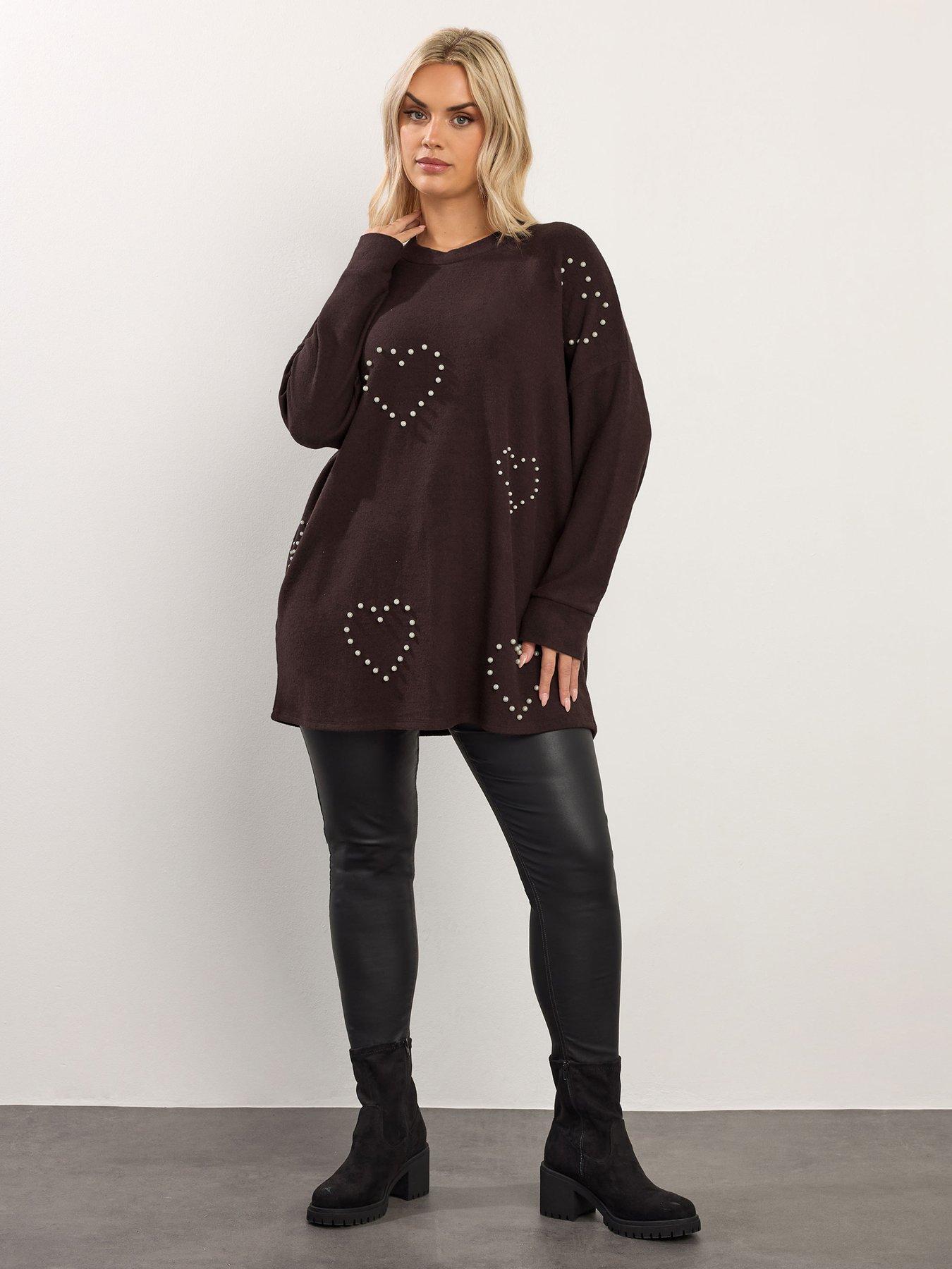  image of yours-curve-pearl-heart-jumper-brown