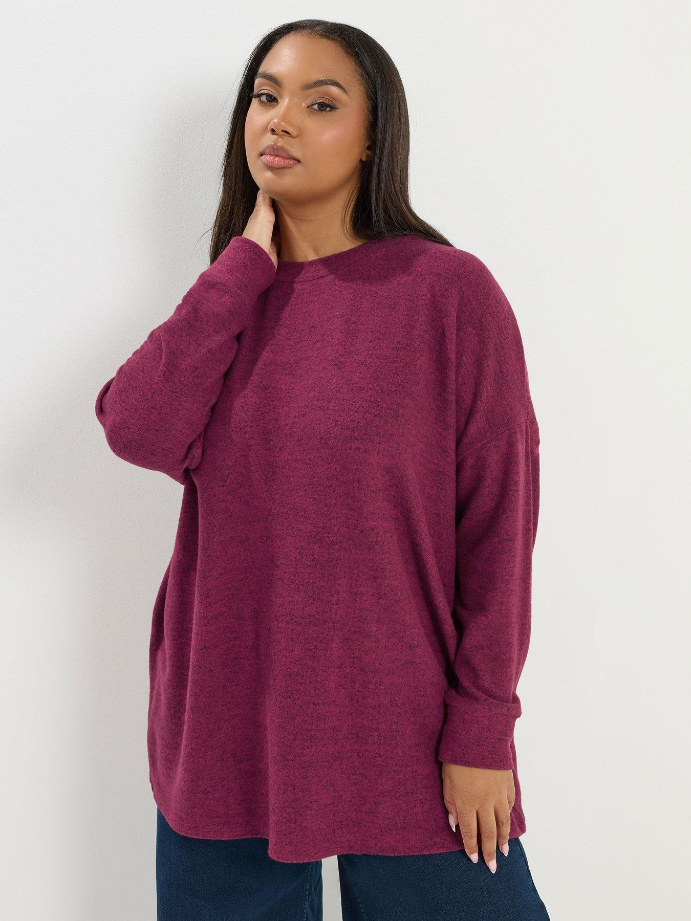 Yours Curve Basic Long Sleeve T-Shirt - Pink