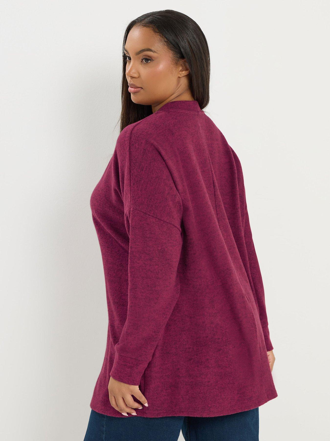 stillFront image of yours-curve-basic-long-sleeve-t-shirt-pink