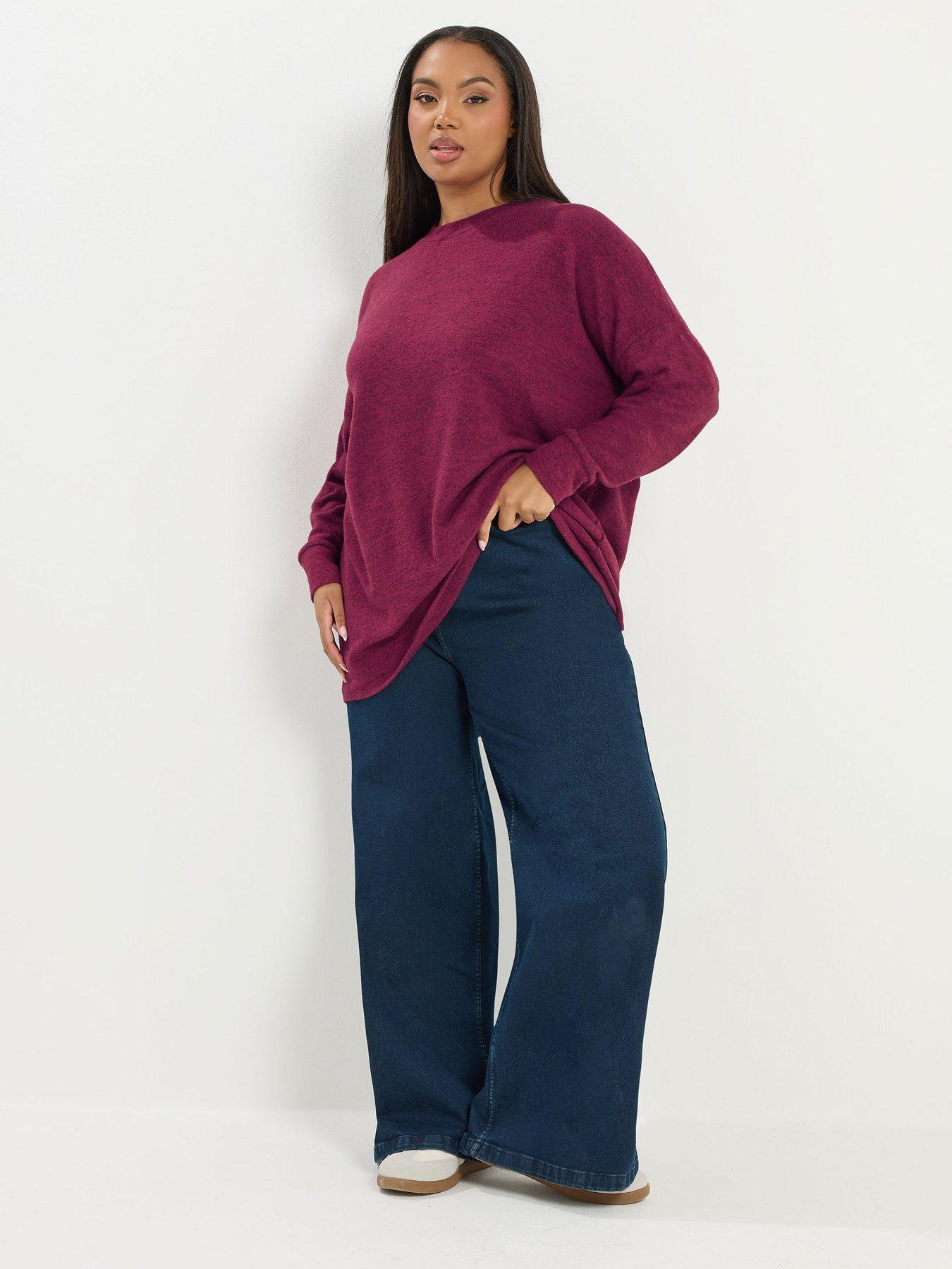  image of yours-curve-basic-long-sleeve-t-shirt-pink