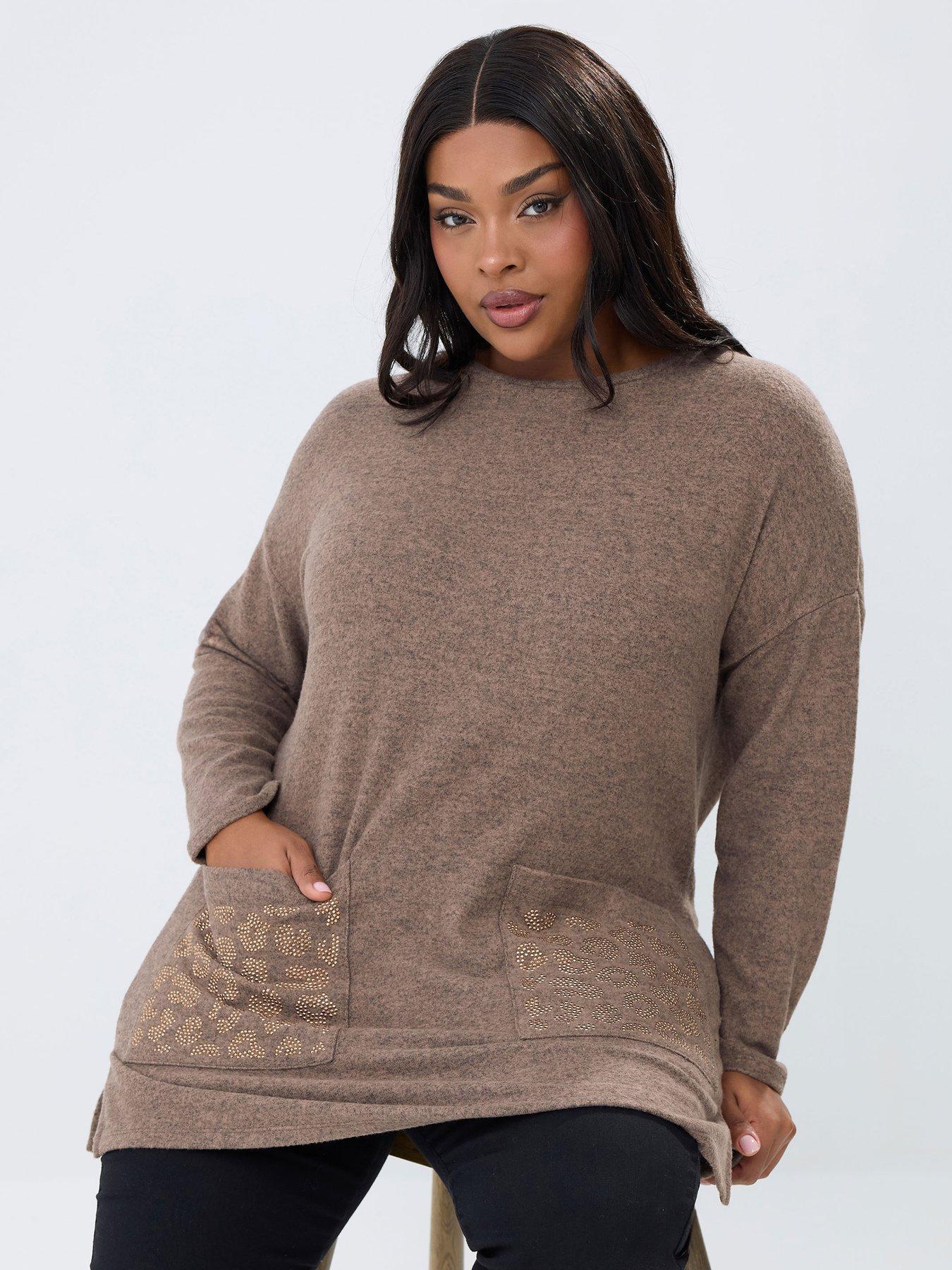 Yours Curve Leopard Pocket Jumper