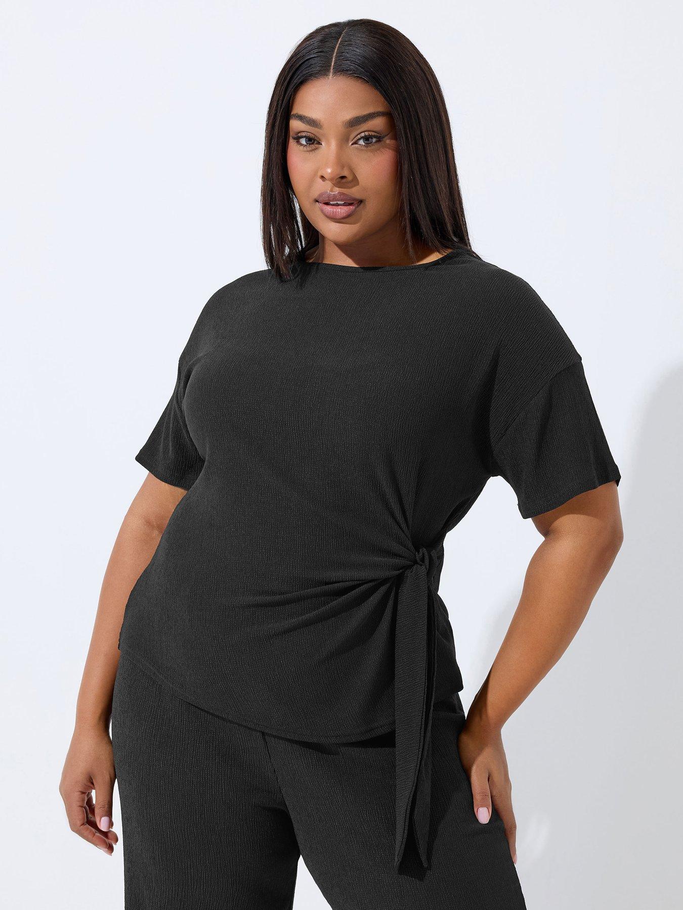 Image 1 of 5 of Yours Curve Tie Top - Black
