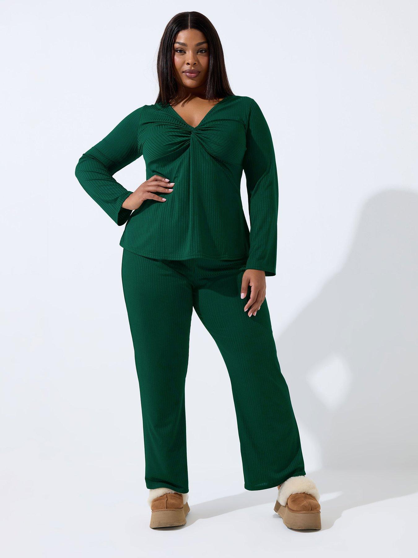 Image 3 of 5 of Yours Curve Knot Rib Top - Green