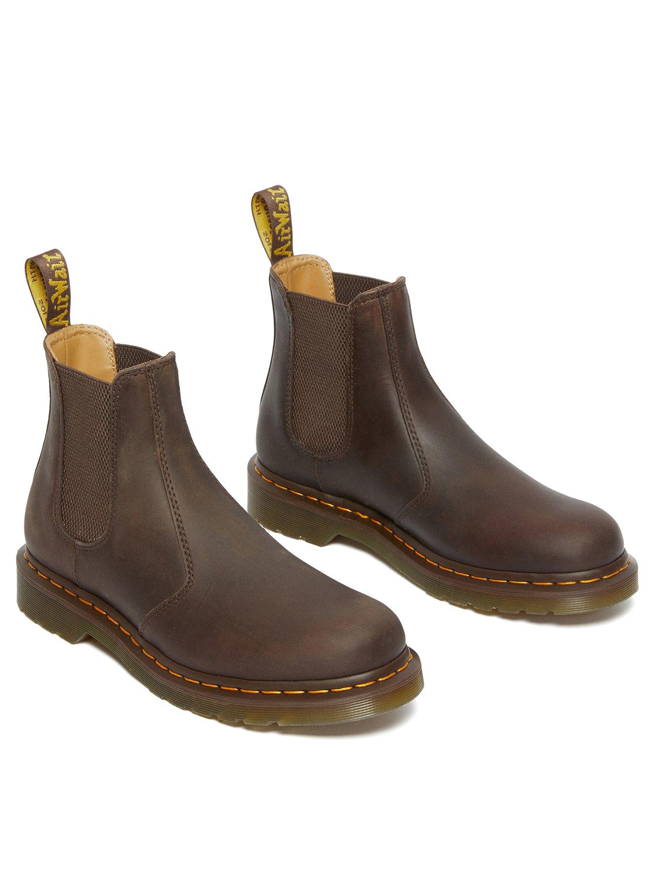 Image 3 of 7 of Dr Martens 2976&nbsp;Crazy Horse Yellow Stitch Boots - Dark Brown