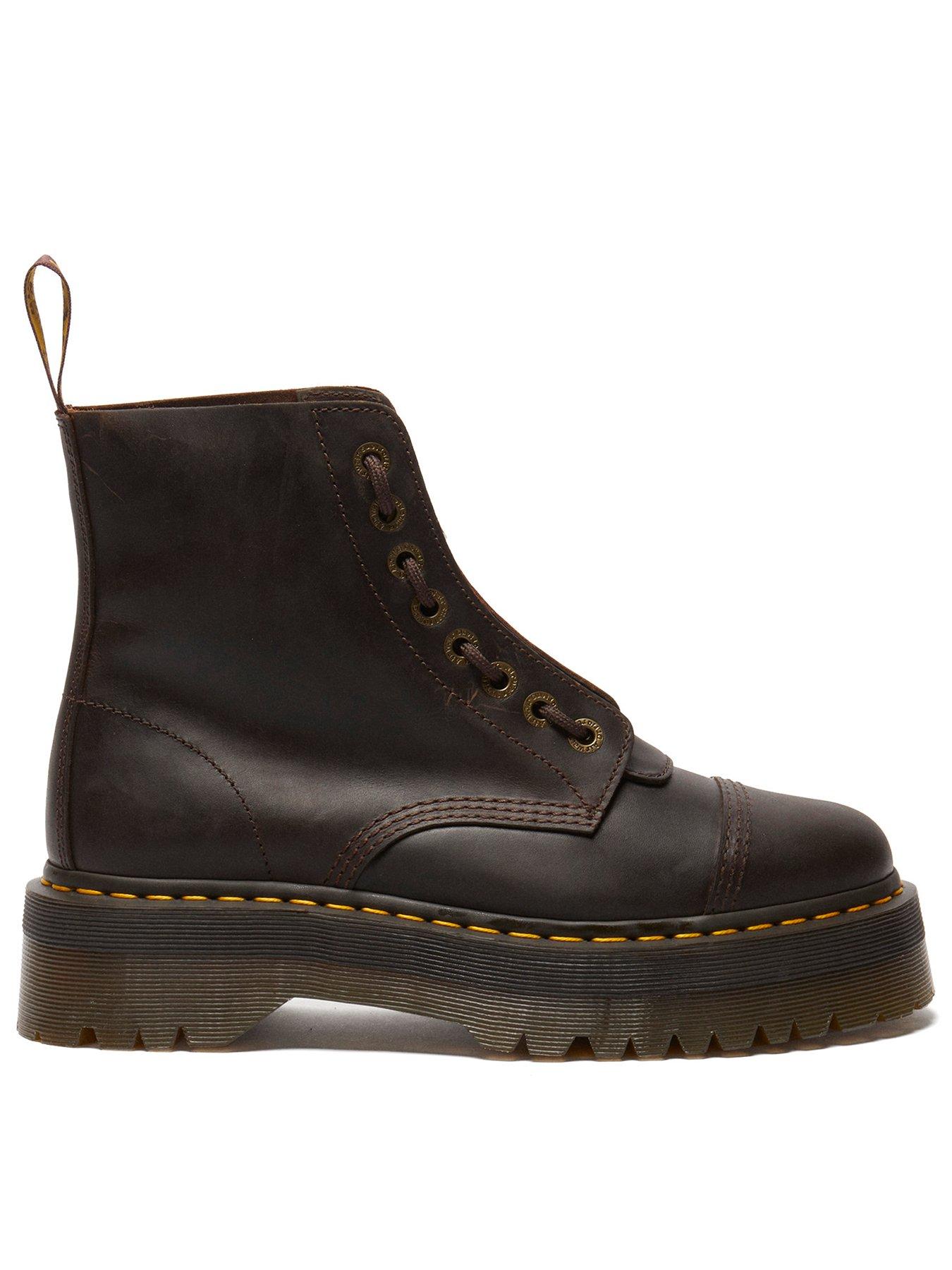 Image 1 of 6 of Dr Martens Sinclair Crazy Horse Leather Platform Boots&nbsp;- Dark Brown