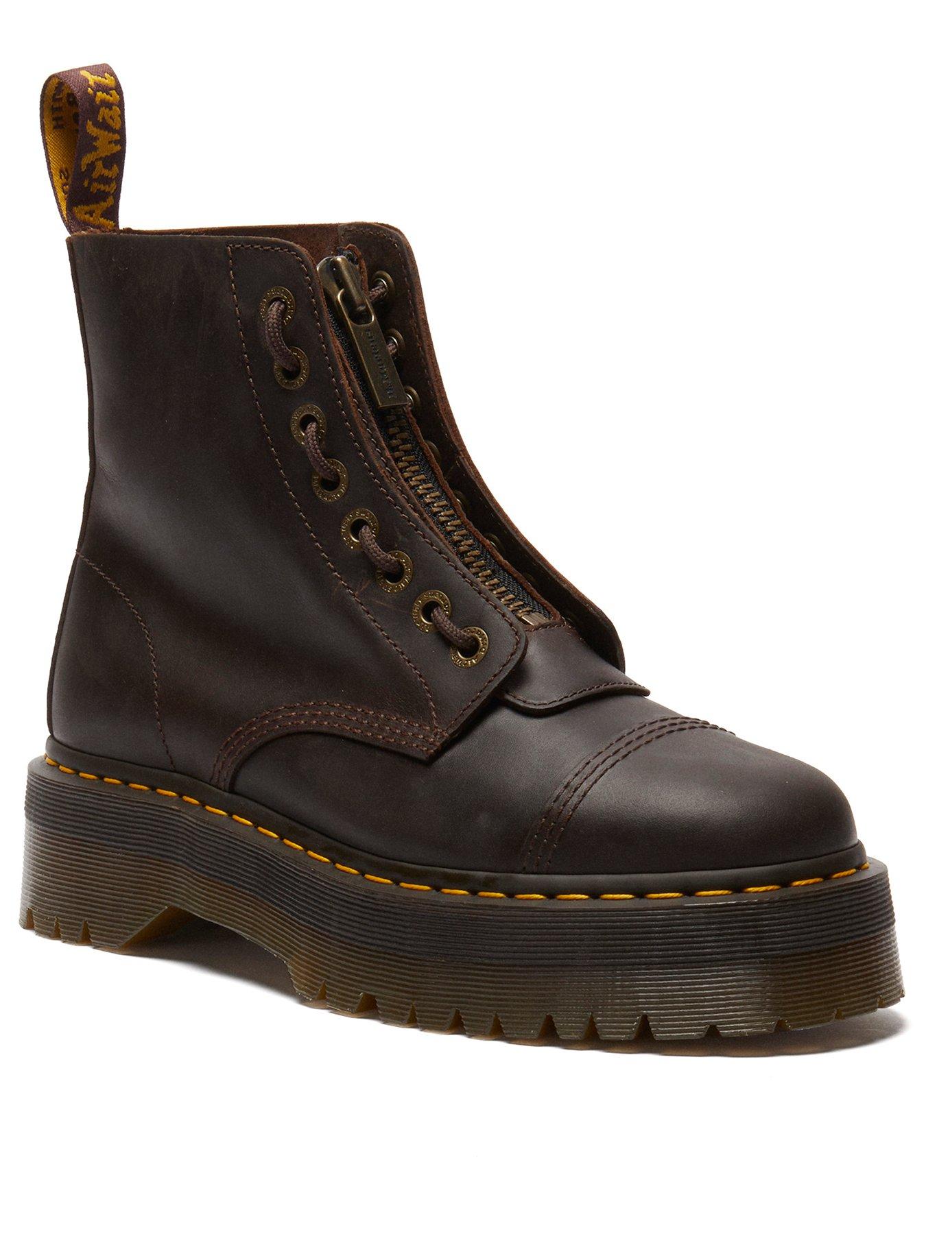 Image 2 of 6 of Dr Martens Sinclair Crazy Horse Leather Platform Boots&nbsp;- Dark Brown
