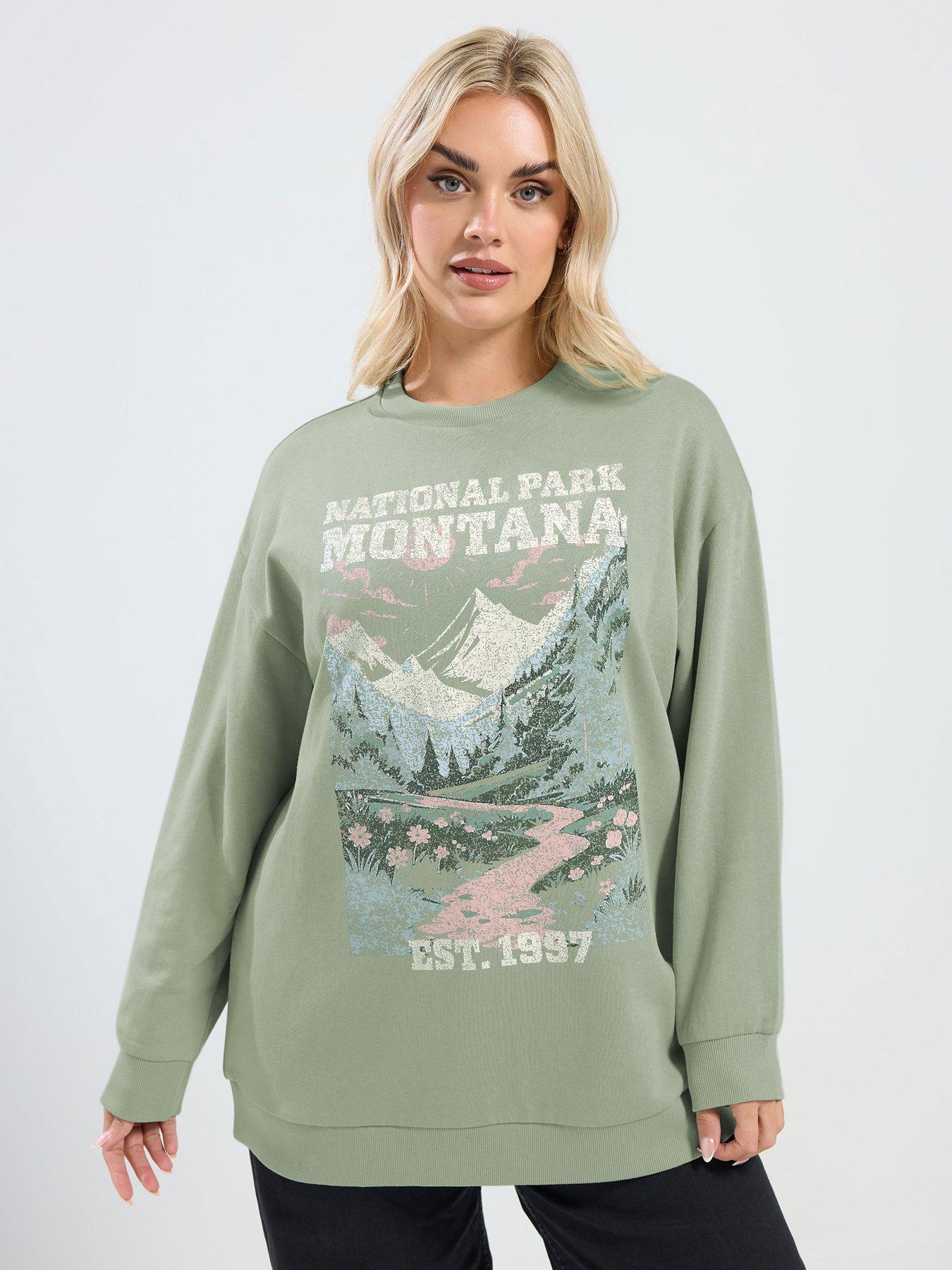 Yours Curve Montana Sweatshirt - Green