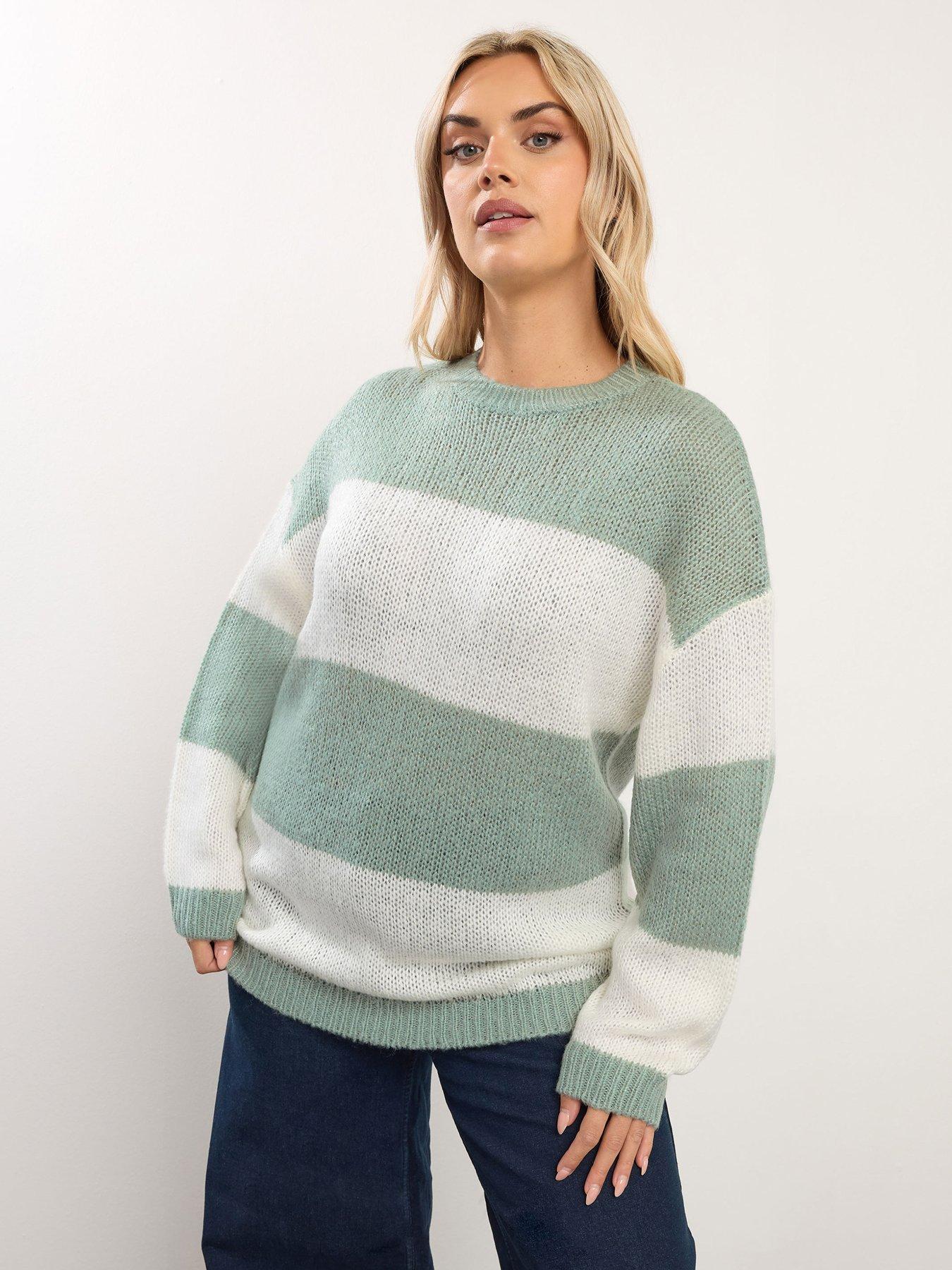 yours-curve-yarn-stripe-jumper-green
