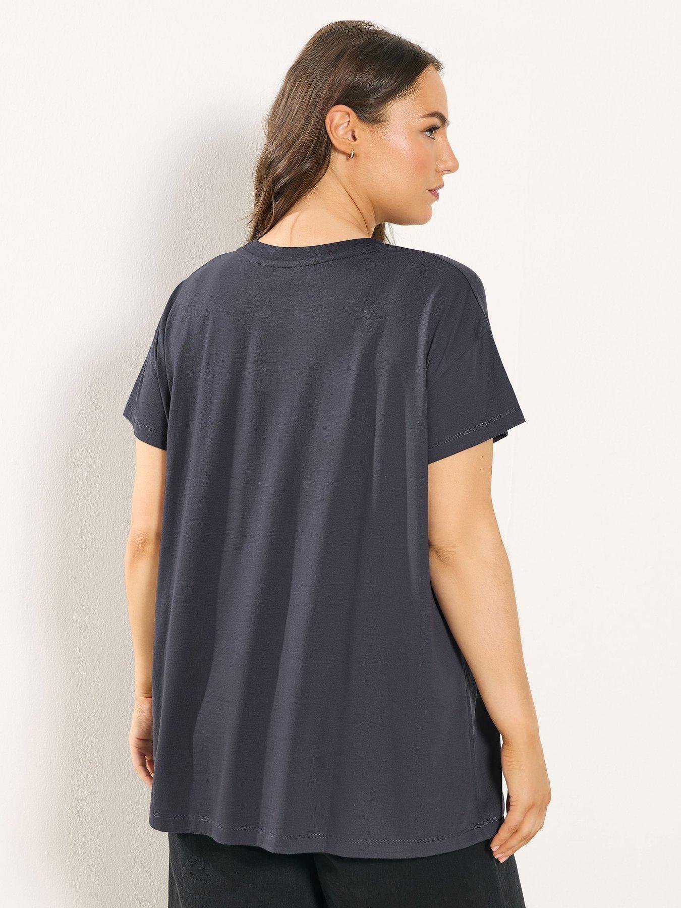  image of yours-curve-cherry-print-nbspt-shirt-grey