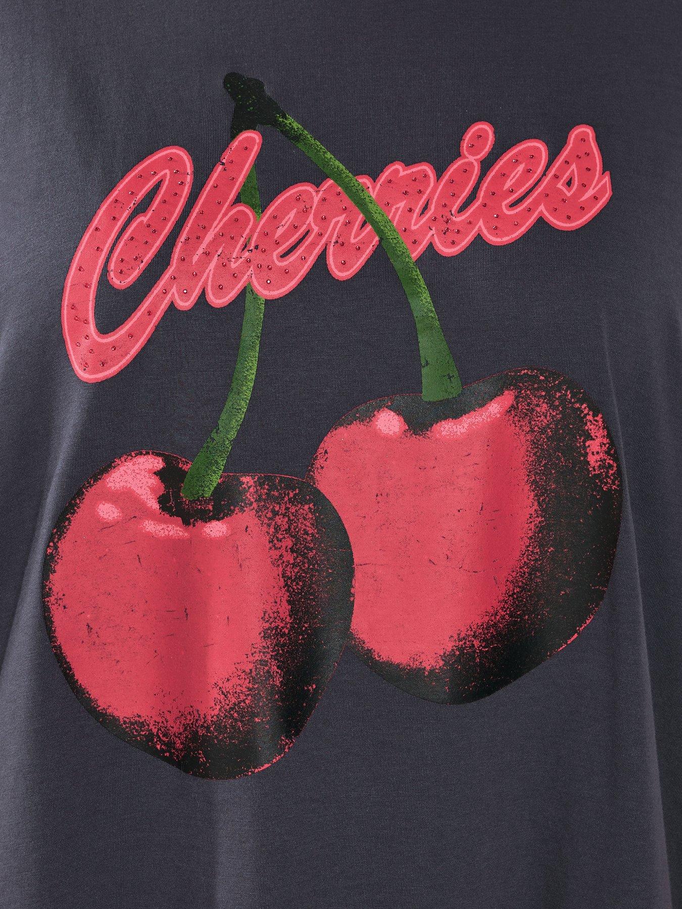  image of yours-curve-cherry-print-nbspt-shirt-grey