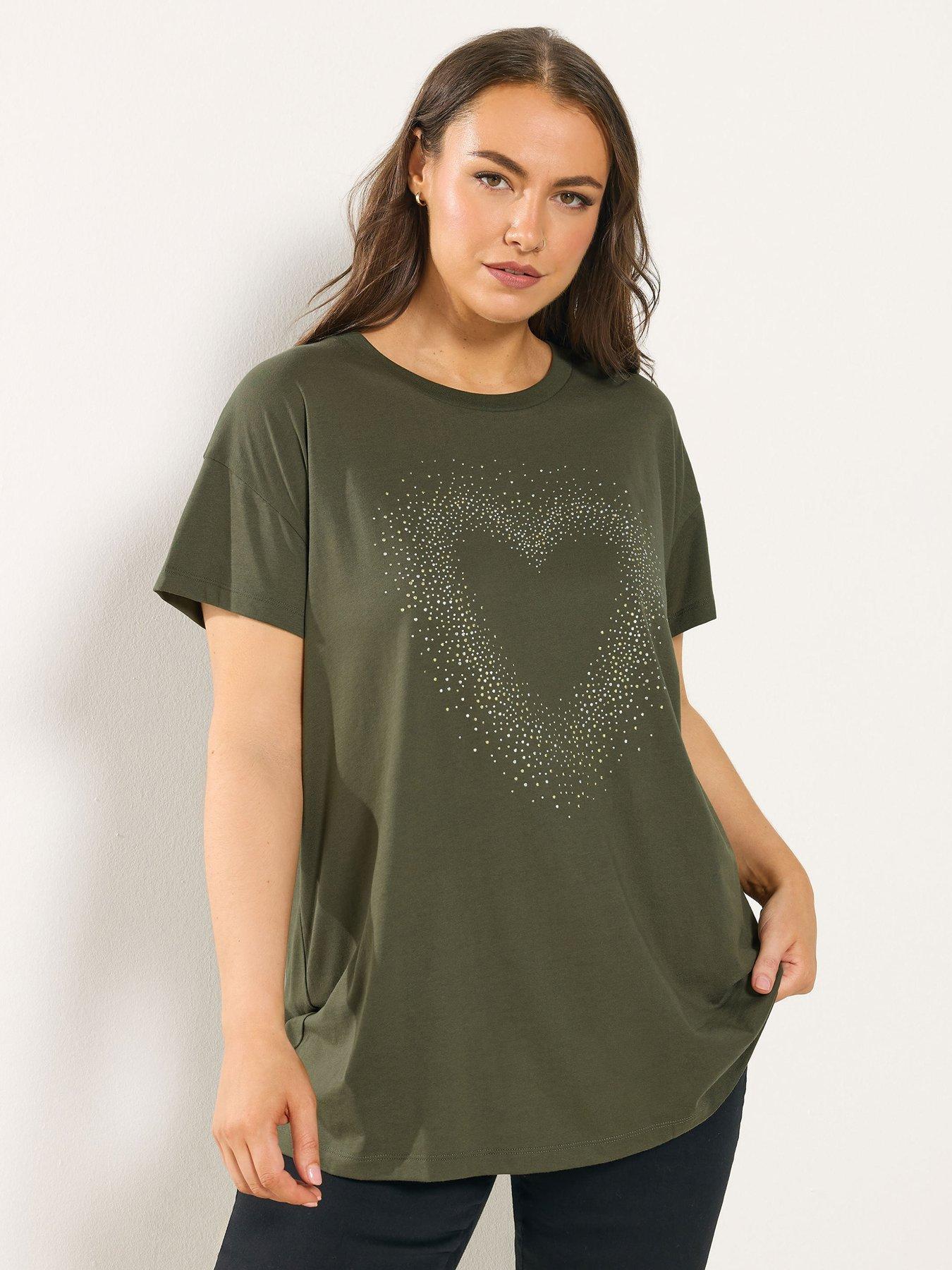  image of yours-curve-placement-print-core-t-shirt-green