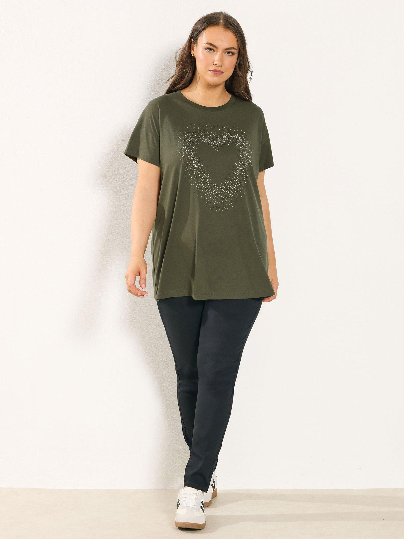  image of yours-curve-placement-print-core-t-shirt-green