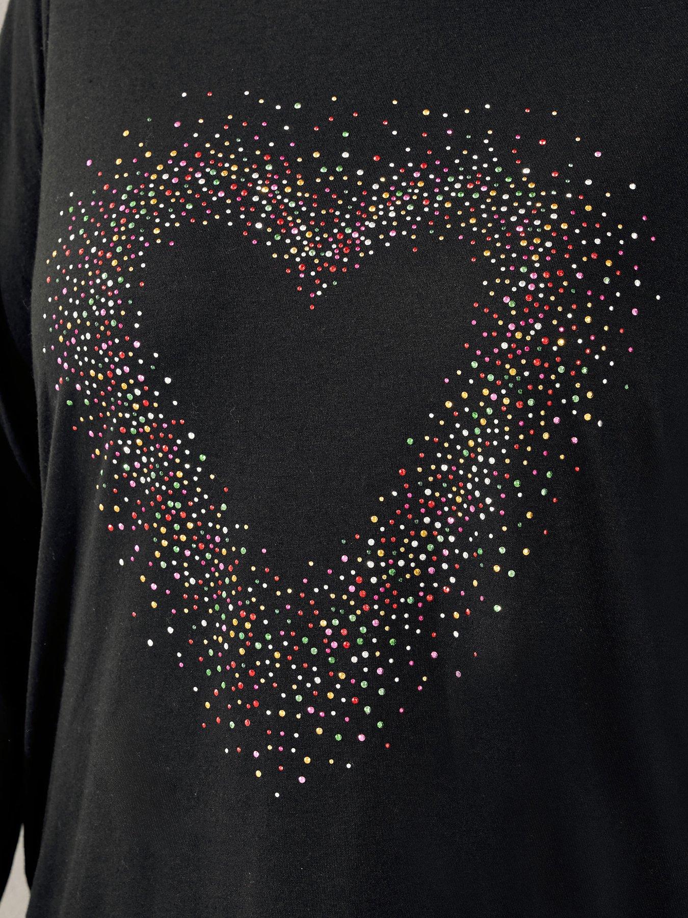  image of yours-curve-long-sleeve-heart-print-t-shirt-black