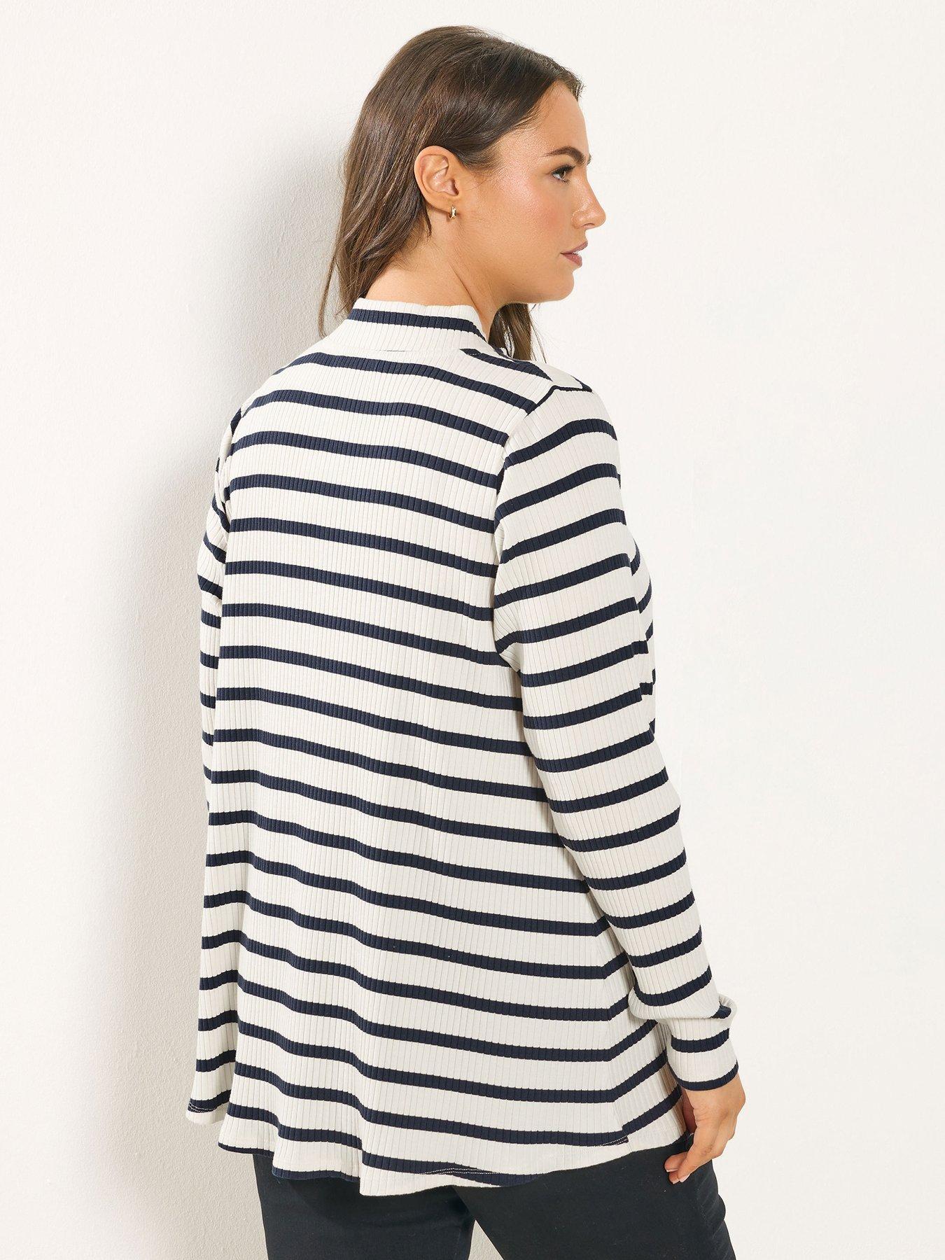  image of yours-curve-quarter-zip-stripe-top-ivory
