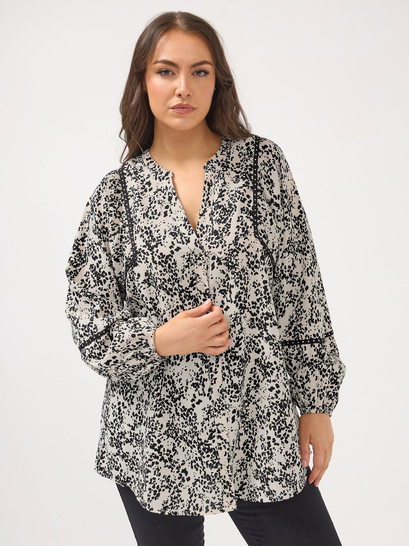 Image 1 of 5 of Yours Curve Stud Embellished Blouse - Natural