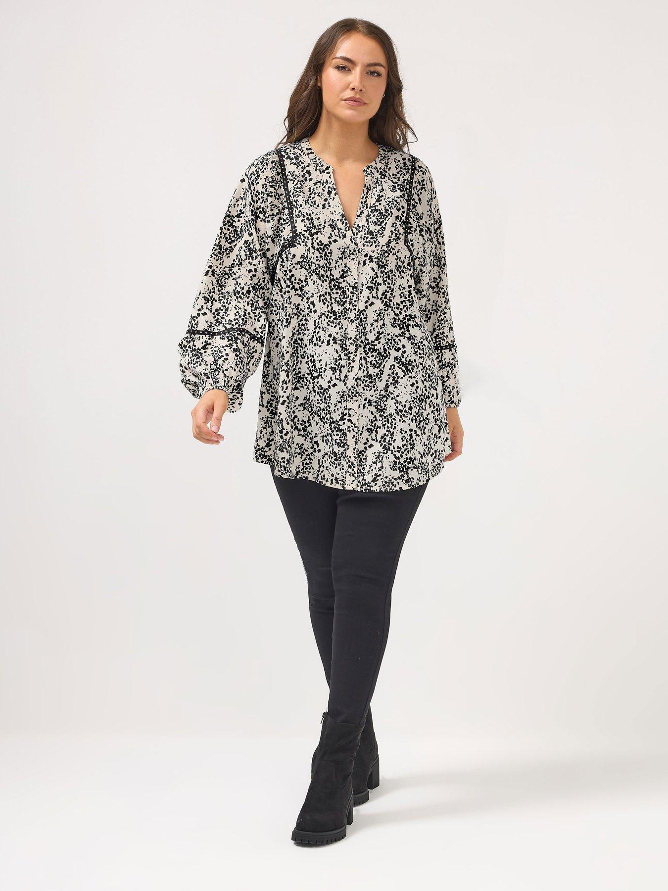 Image 3 of 5 of Yours Curve Stud Embellished Blouse - Natural