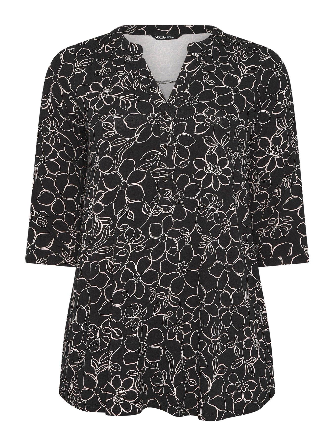  image of yours-curve-34-sleeve-placket-top-black