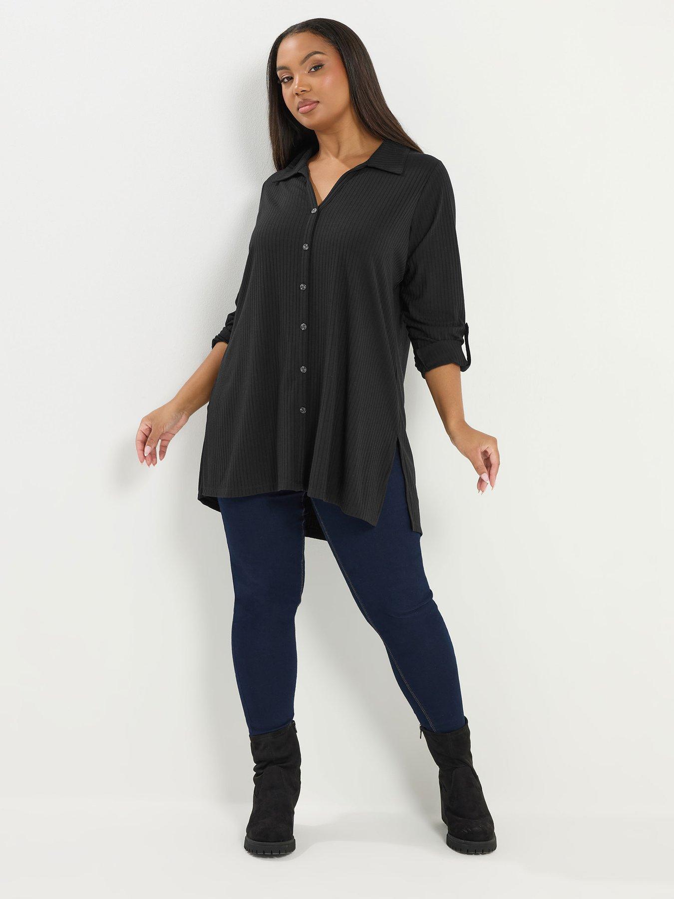  image of yours-curve-button-through-ribbed-top-black