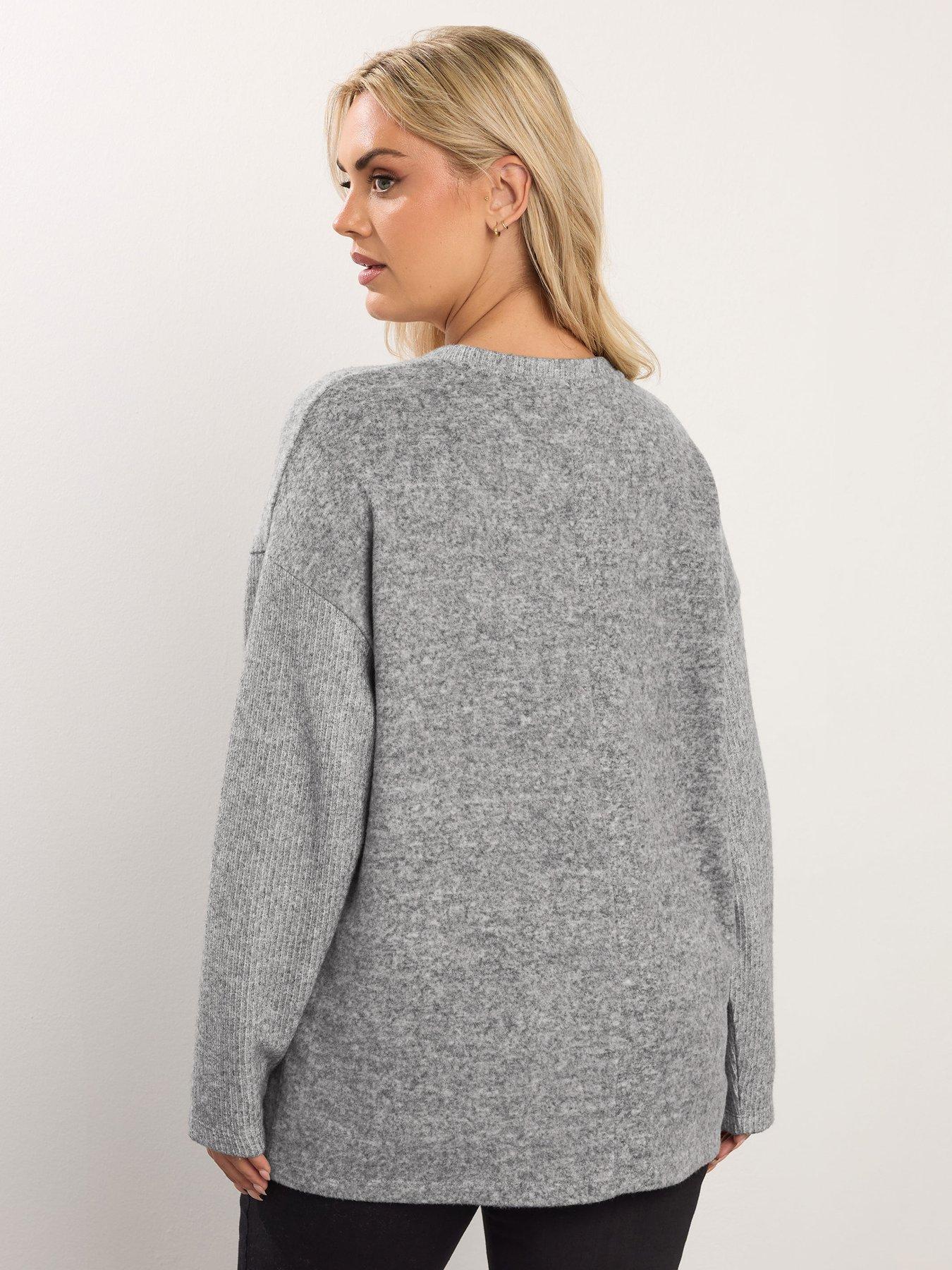 stillFront image of yours-curve-ribbed-jumper-grey