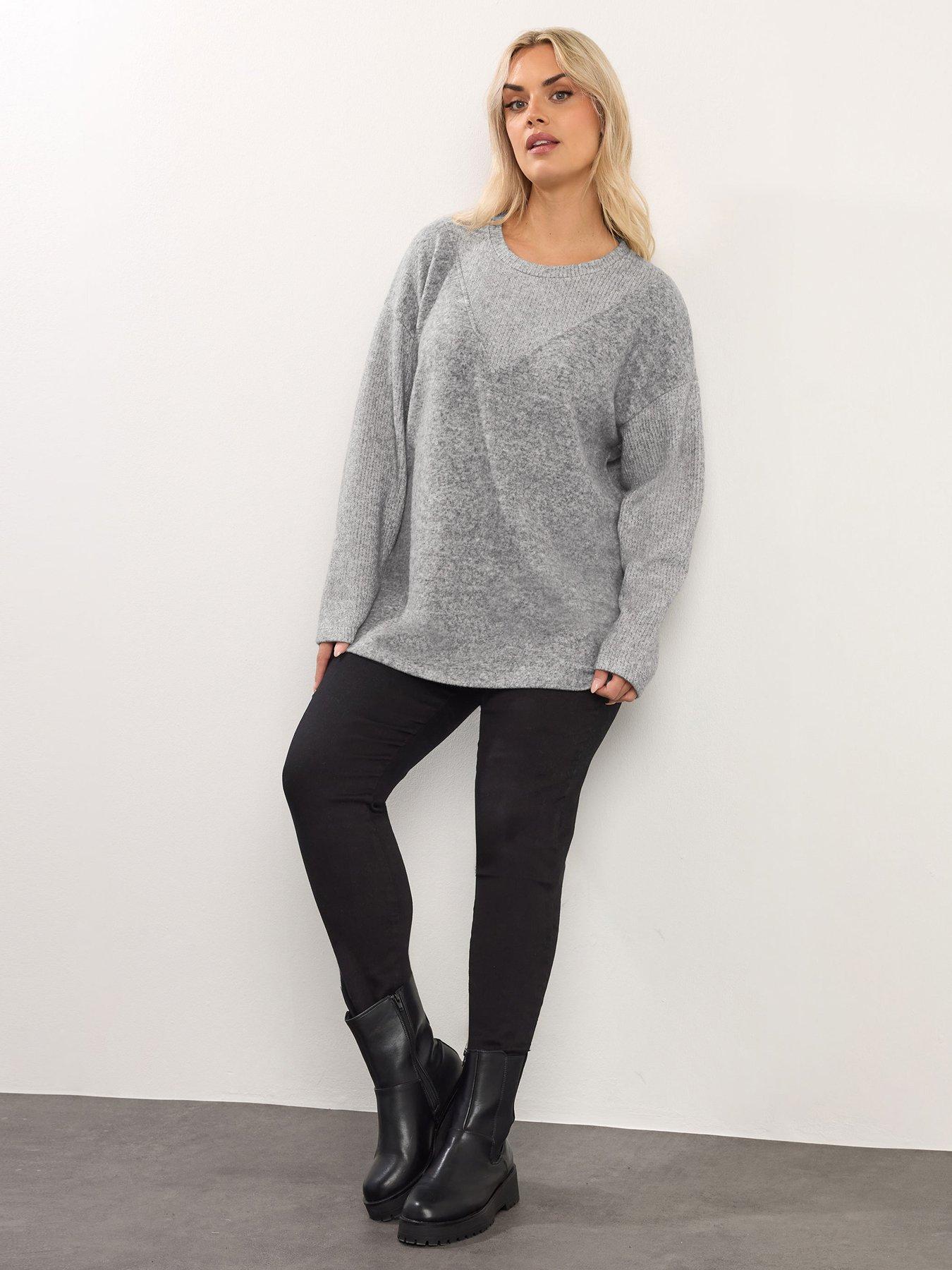  image of yours-curve-ribbed-jumper-grey