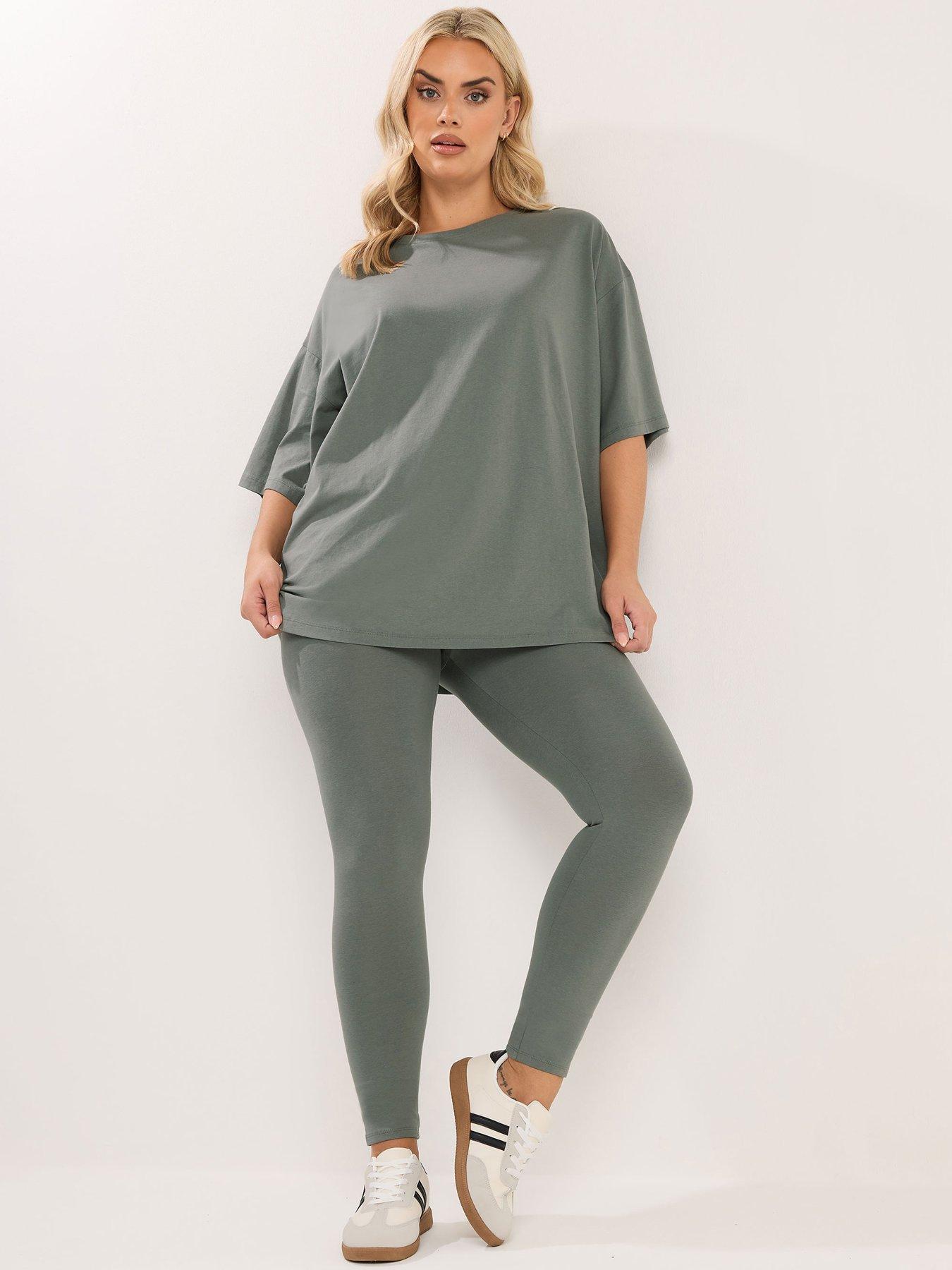 Yours Curve Top And Legging Set - Green