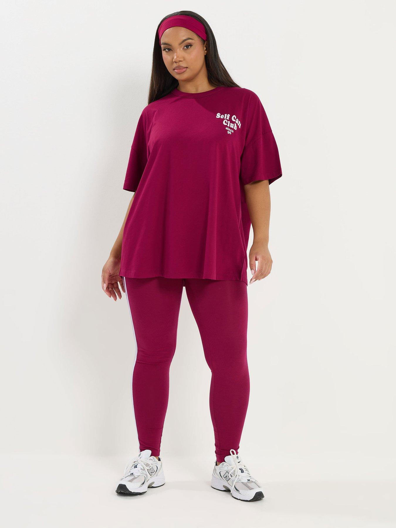 Image 3 of 4 of Yours Curve Self Care Club Active T-Shirt - Red